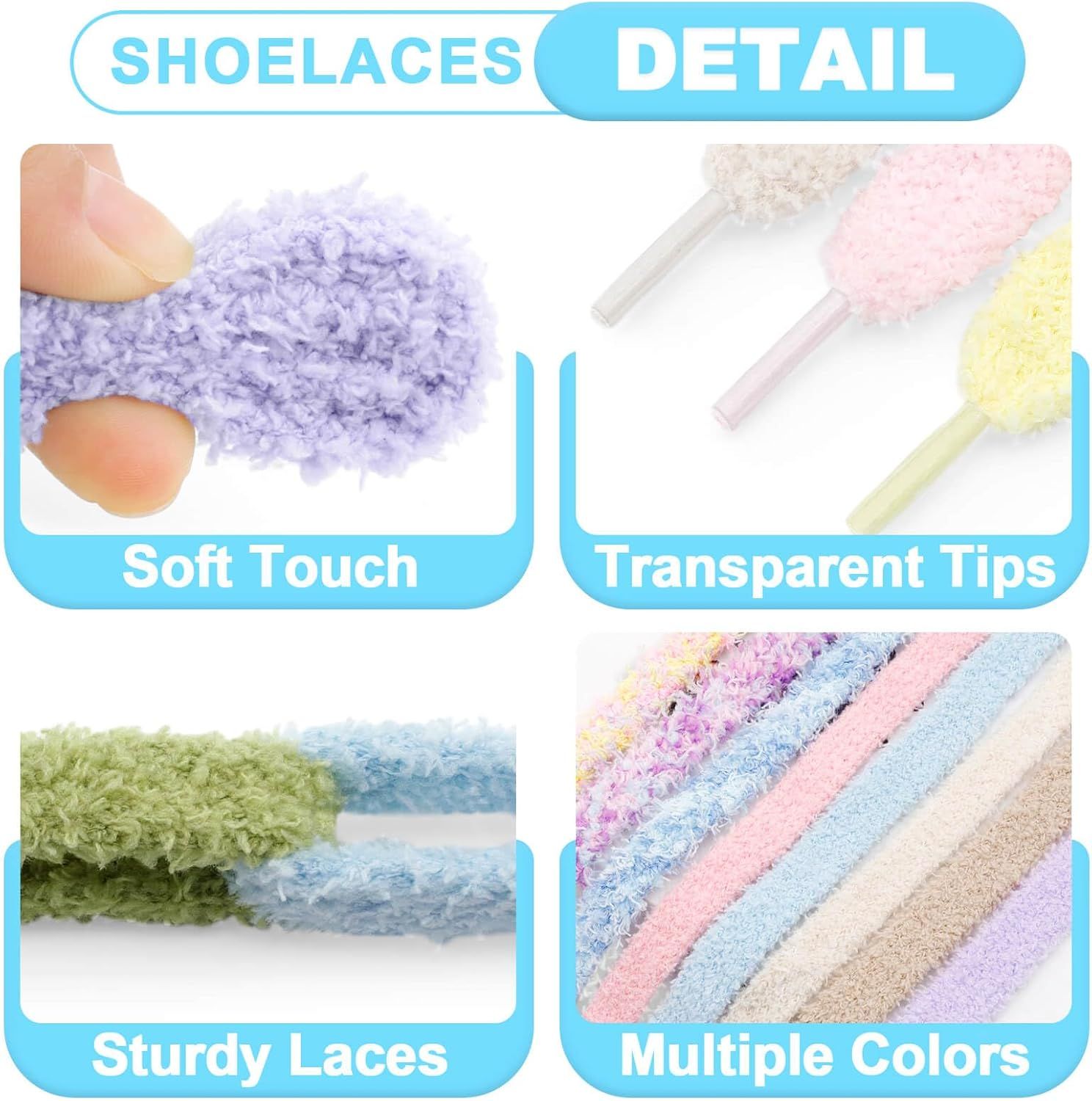 Thick uzzy Shoe Laces: Chunky Plush lat Shoelaces or Sneakers - 1 Pair - Image 3