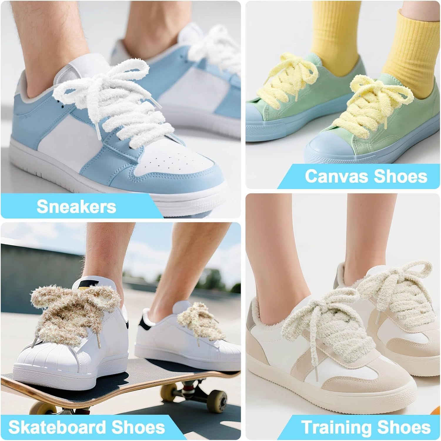 Thick uzzy Shoe Laces: Chunky Plush lat Shoelaces or Sneakers - 1 Pair - Image 5
