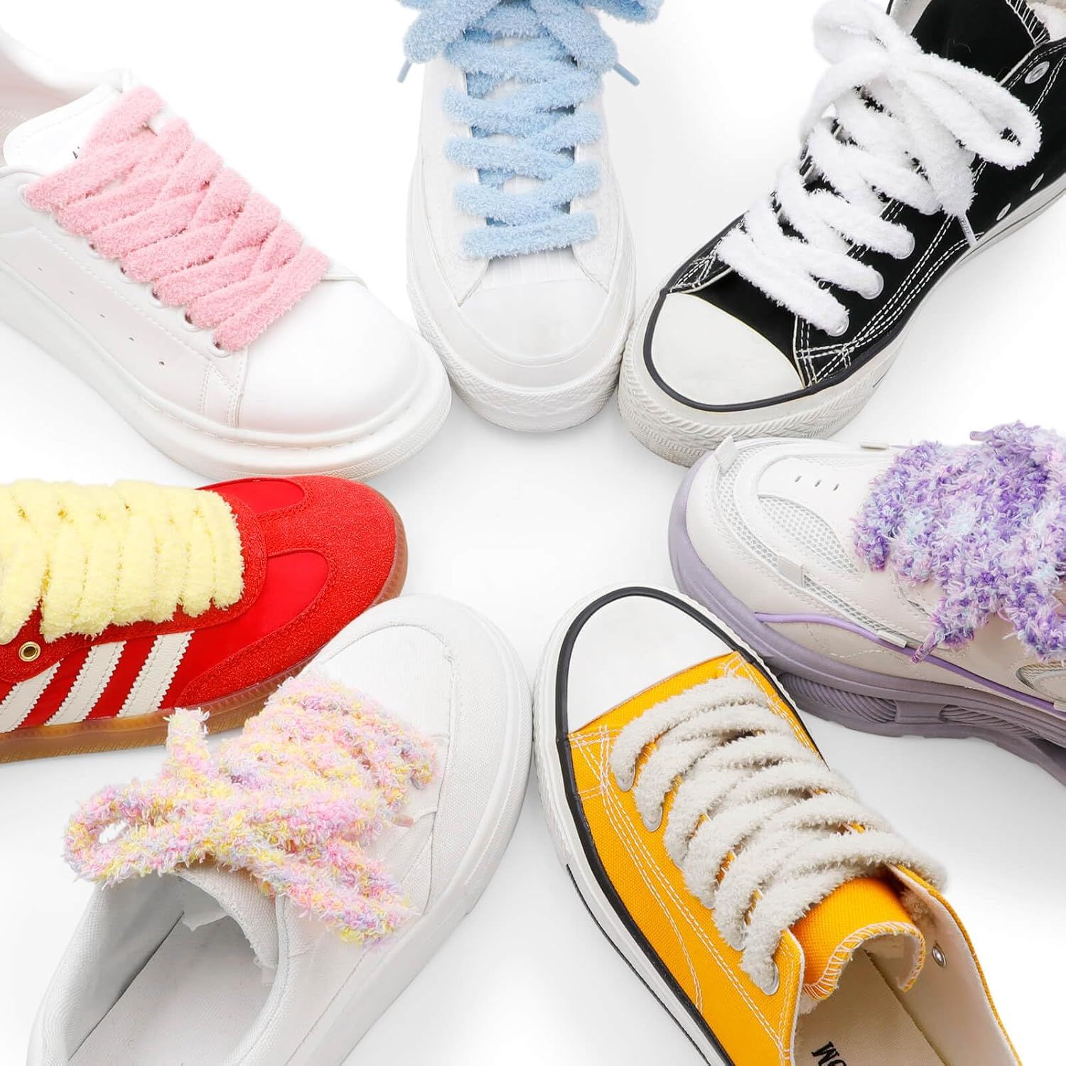 Thick uzzy Shoe Laces: Chunky Plush lat Shoelaces or Sneakers - 1 Pair - Image 6