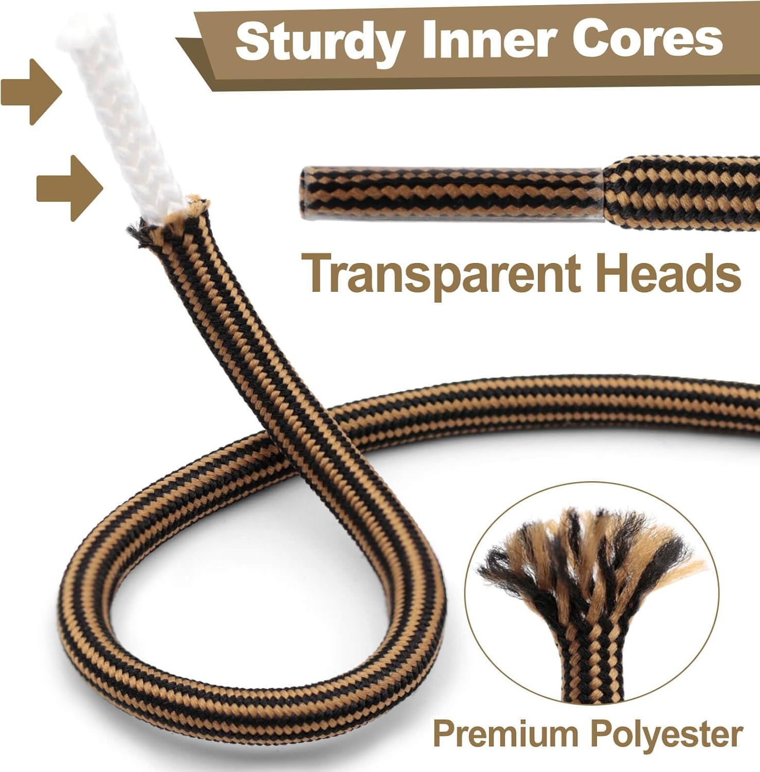 Work Shoe Laces or Boots, 2 Pair Hiking Heavy Duty Boot Laces, Durable Round Shoelaces Strings - Image 5