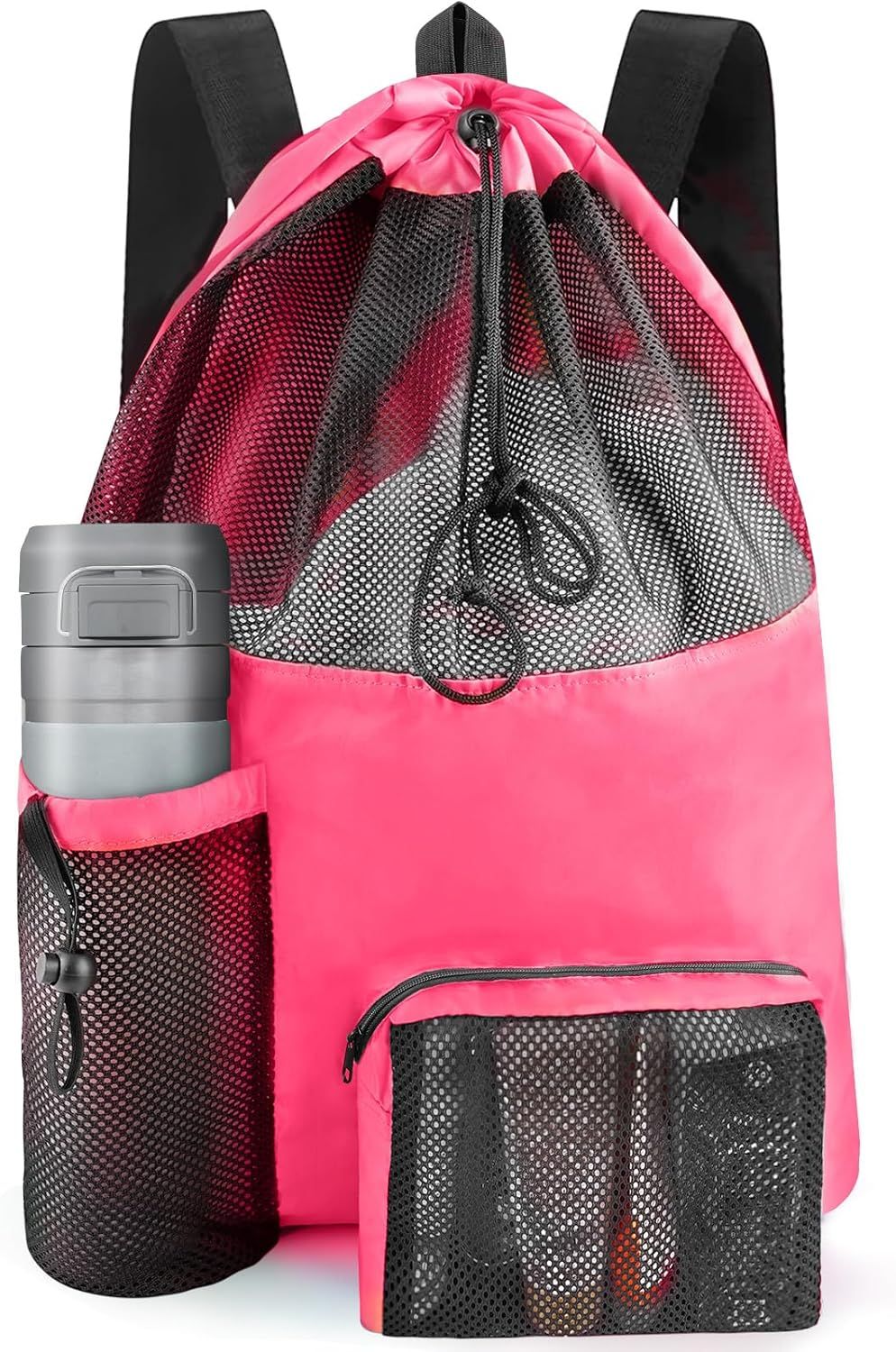 Mesh Swim Bag Beach Drawstring Backpack, Waterproo Gym Bags or Women and Men, Large Pool Bag Swimming Gear or Swimmers - Image 1