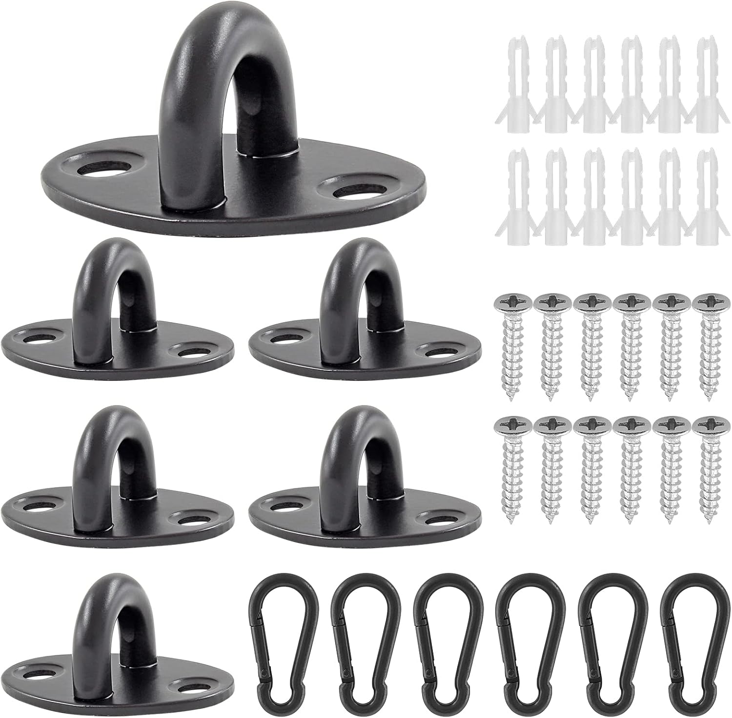 Biaungdo 6 Pcs Stainless Steel Ceiling Hooks, Black 1.54