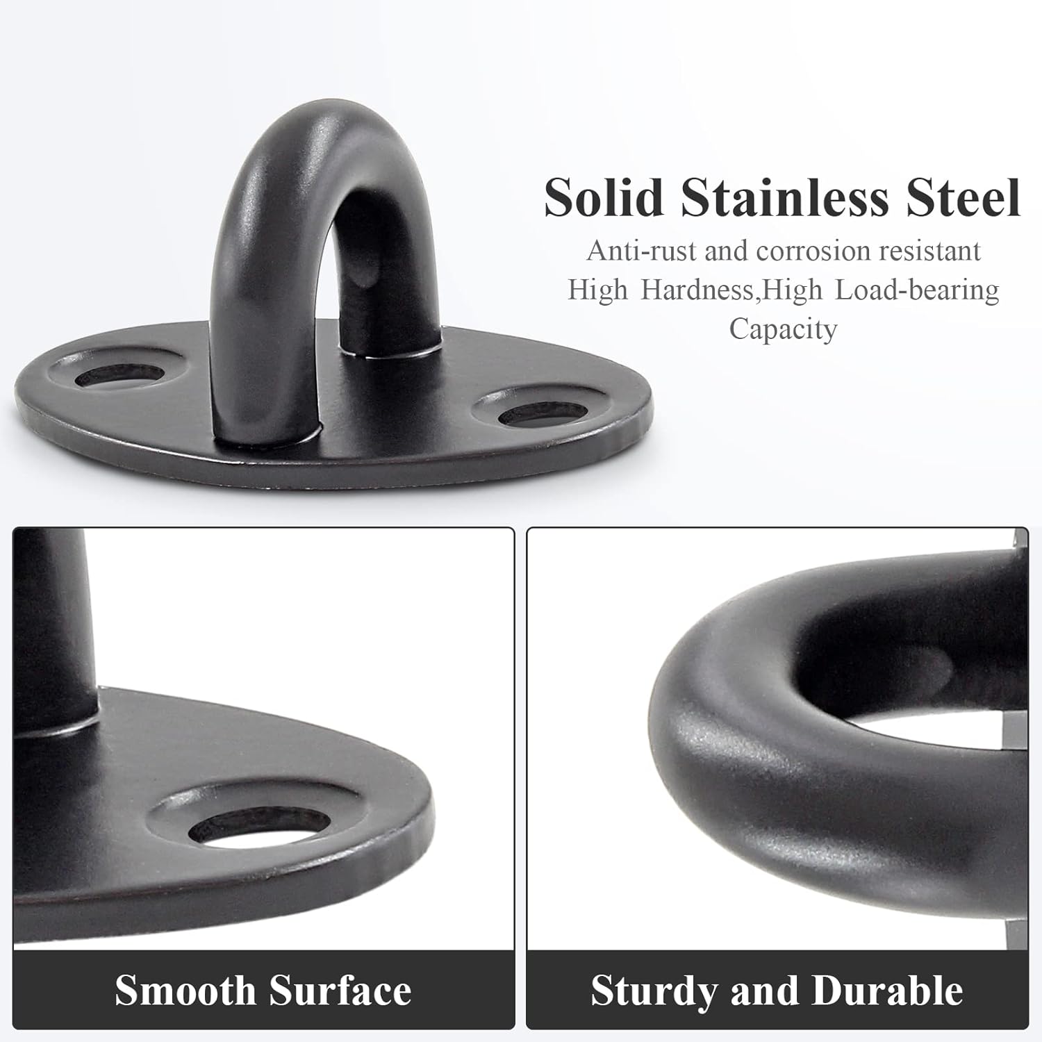 Biaungdo 6 Pcs Stainless Steel Ceiling Hooks, Black 1.54