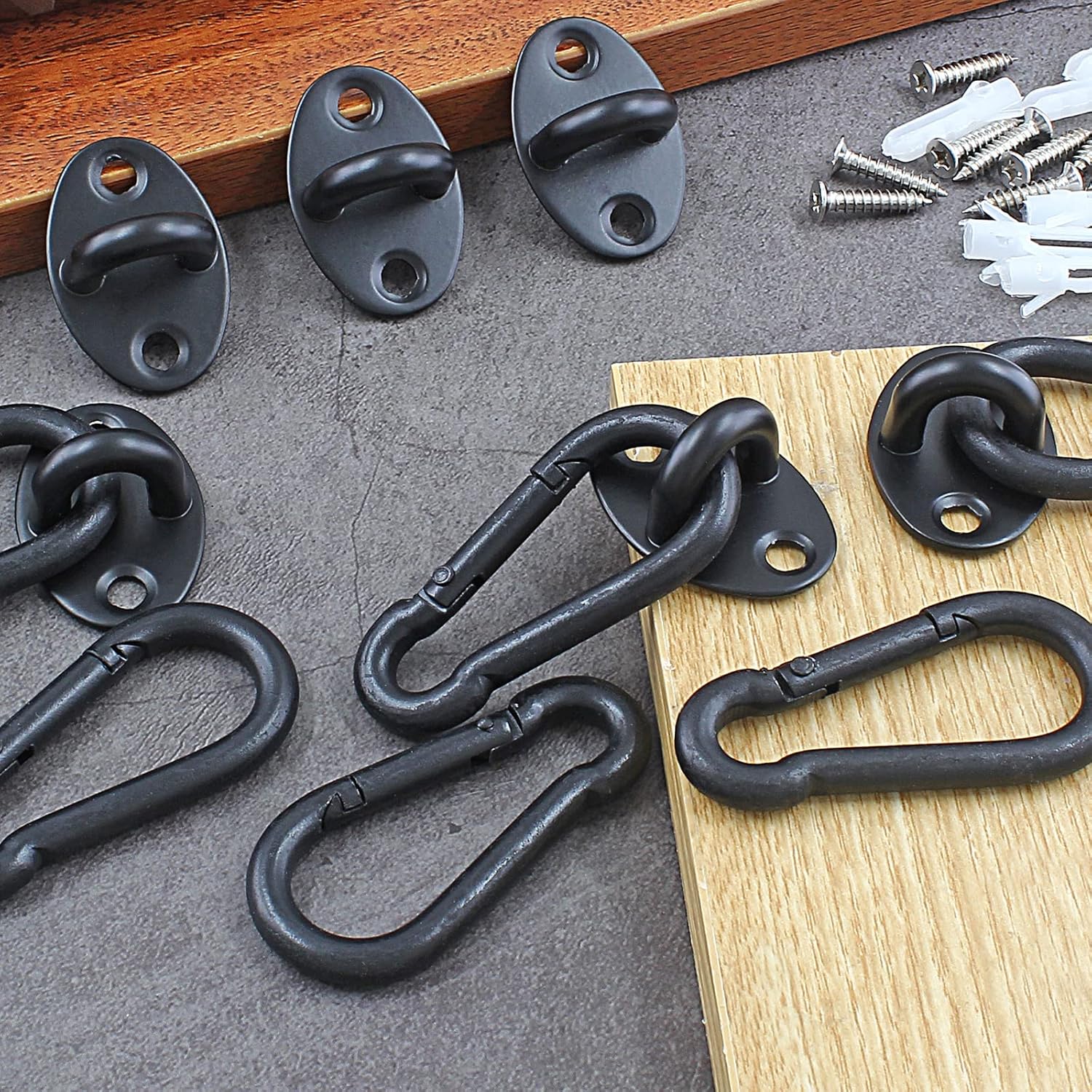Biaungdo 6 Pcs Stainless Steel Ceiling Hooks, Black 1.54