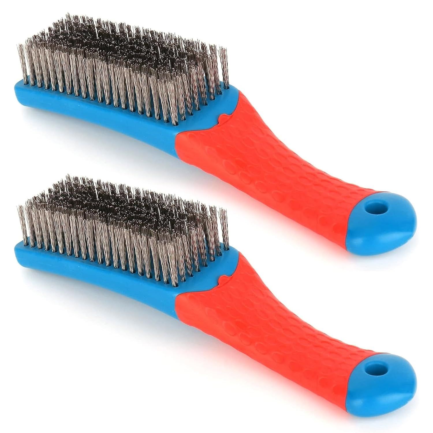 2 Pack Wire Brushes or Cleaning-Heavy Duty Stainless Steel Wire Scratch Brush or Metal Rust Cleaning,Paint Scrubbing with Rubber Covered Handle (2) - Image 1