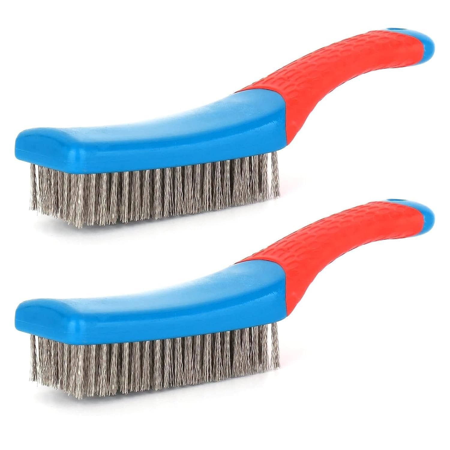 2 Pack Wire Brushes or Cleaning-Heavy Duty Stainless Steel Wire Scratch Brush or Metal Rust Cleaning,Paint Scrubbing with Rubber Covered Handle (2) - Image 3