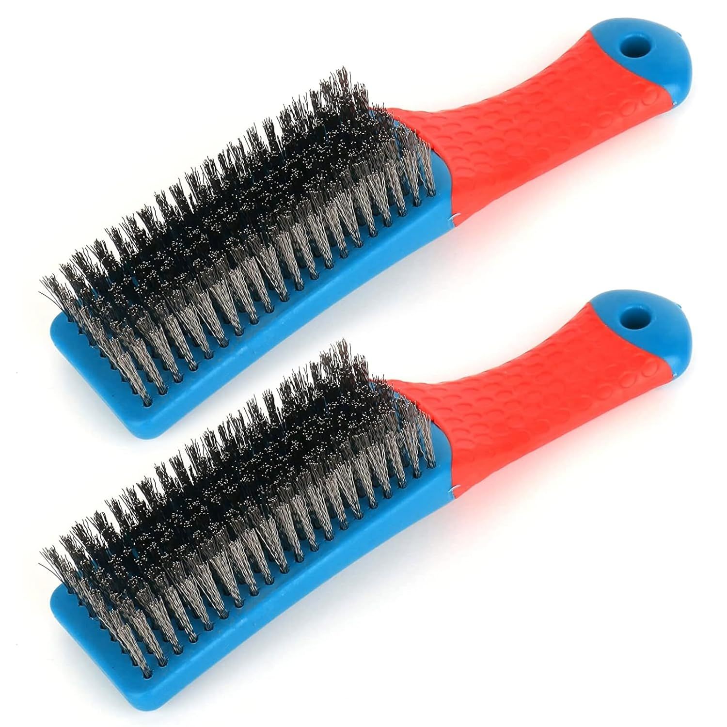 2 Pack Wire Brushes or Cleaning-Heavy Duty Stainless Steel Wire Scratch Brush or Metal Rust Cleaning,Paint Scrubbing with Rubber Covered Handle (2) - Image 5