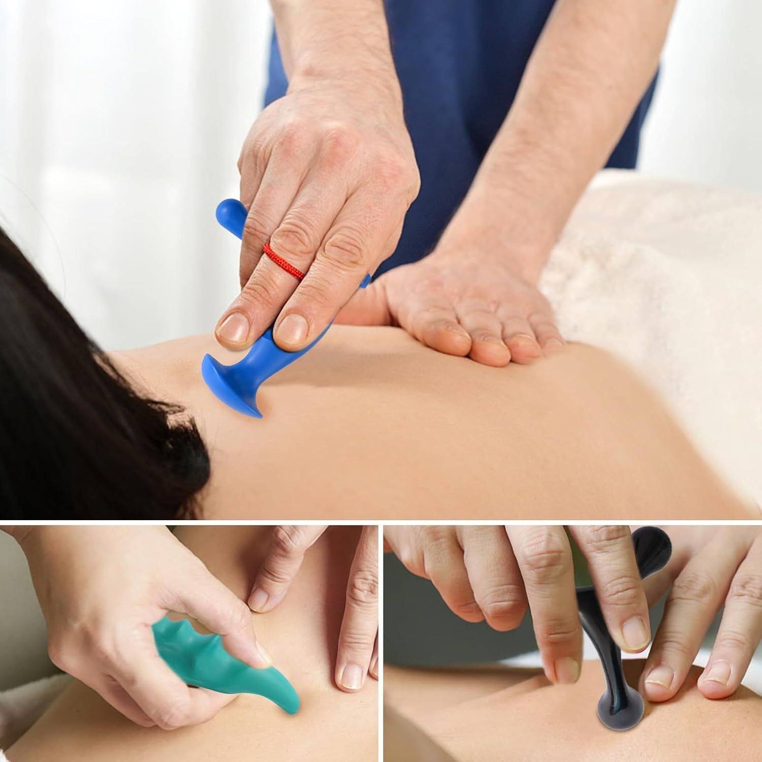 Manual Trigger Point Massage Tool and Thumb Saver or ull Body Deep Tissue Massage, Set Include 1 Green Thumb Protector Tool 1 Palm Urchin Massage Tool Hand Held 4-Legged Massage Knobs - Image 3