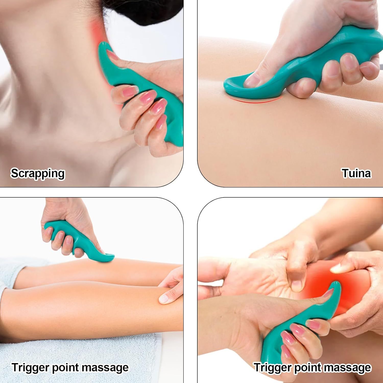 Manual Trigger Point Massage Tool and Thumb Saver or ull Body Deep Tissue Massage, Set Include 1 Green Thumb Protector Tool 1 Palm Urchin Massage Tool Hand Held 4-Legged Massage Knobs - Image 4