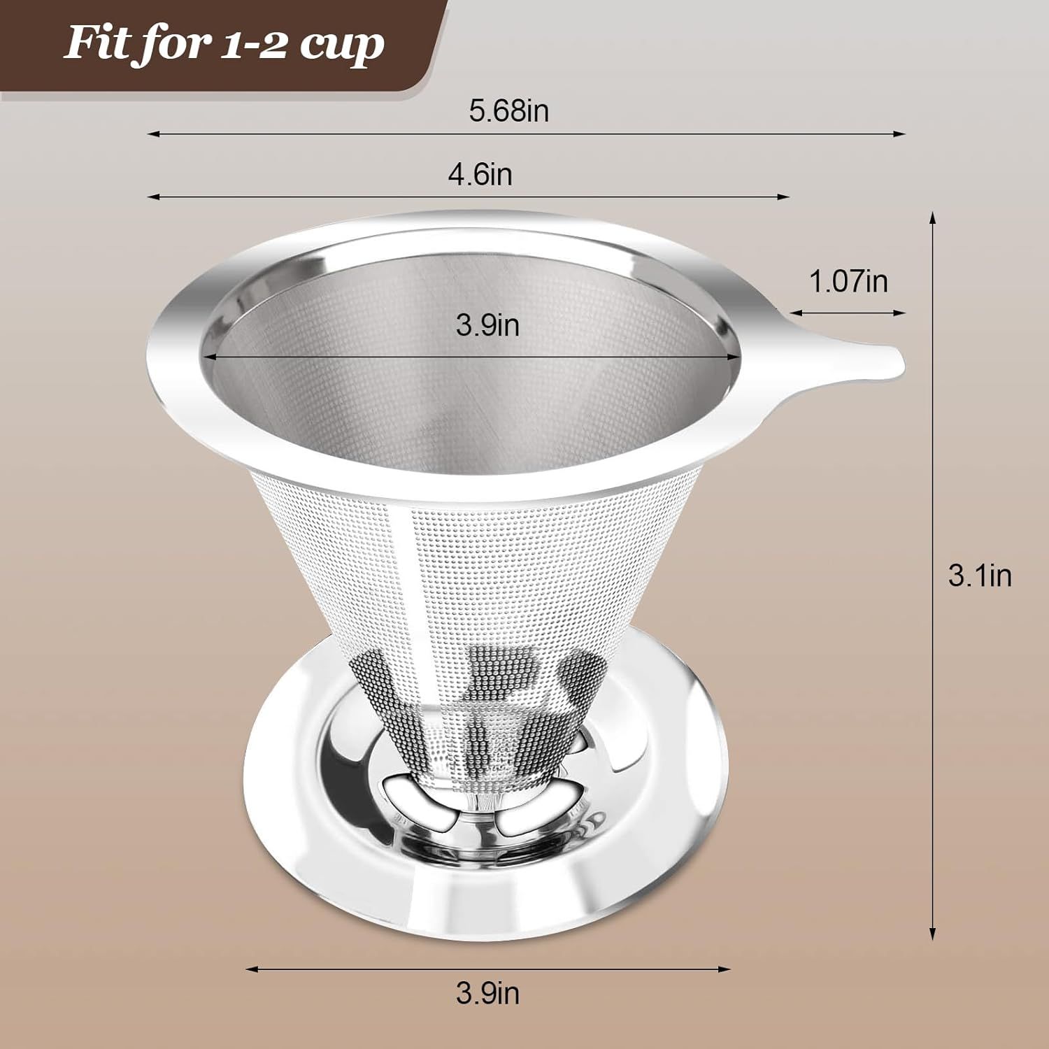 Pour Over Coee Dripper, Slow Drip Paperless Coee ilter, Pour Over Coee Maker or 1-2Cups Brew, Double Mesh Design o Manual Reusable Cone ilter - Image 3