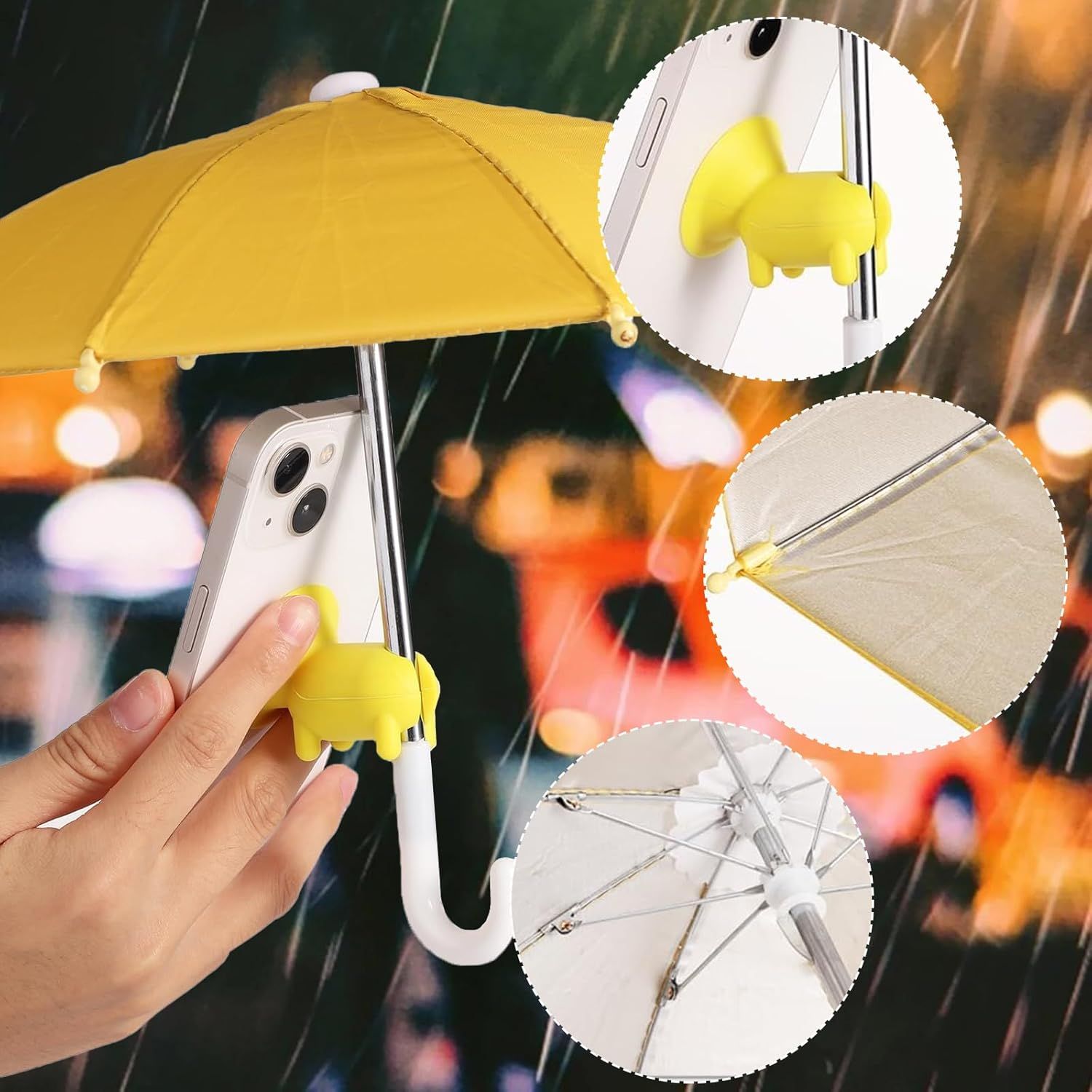 2pcs Cell Phone Umbrella or Sun Shade, Universal Adjustable Cute Phone Shade Umbrella with Piggy Style Suction Cup, Outdoor Anti-Glare Stand Sun Visor (Yellow & Pink) - Image 3