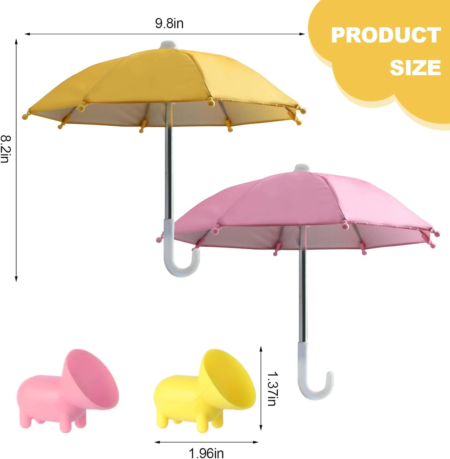 2pcs Cell Phone Umbrella or Sun Shade, Universal Adjustable Cute Phone Shade Umbrella with Piggy Style Suction Cup, Outdoor Anti-Glare Stand Sun Visor (Yellow & Pink) - Image 4