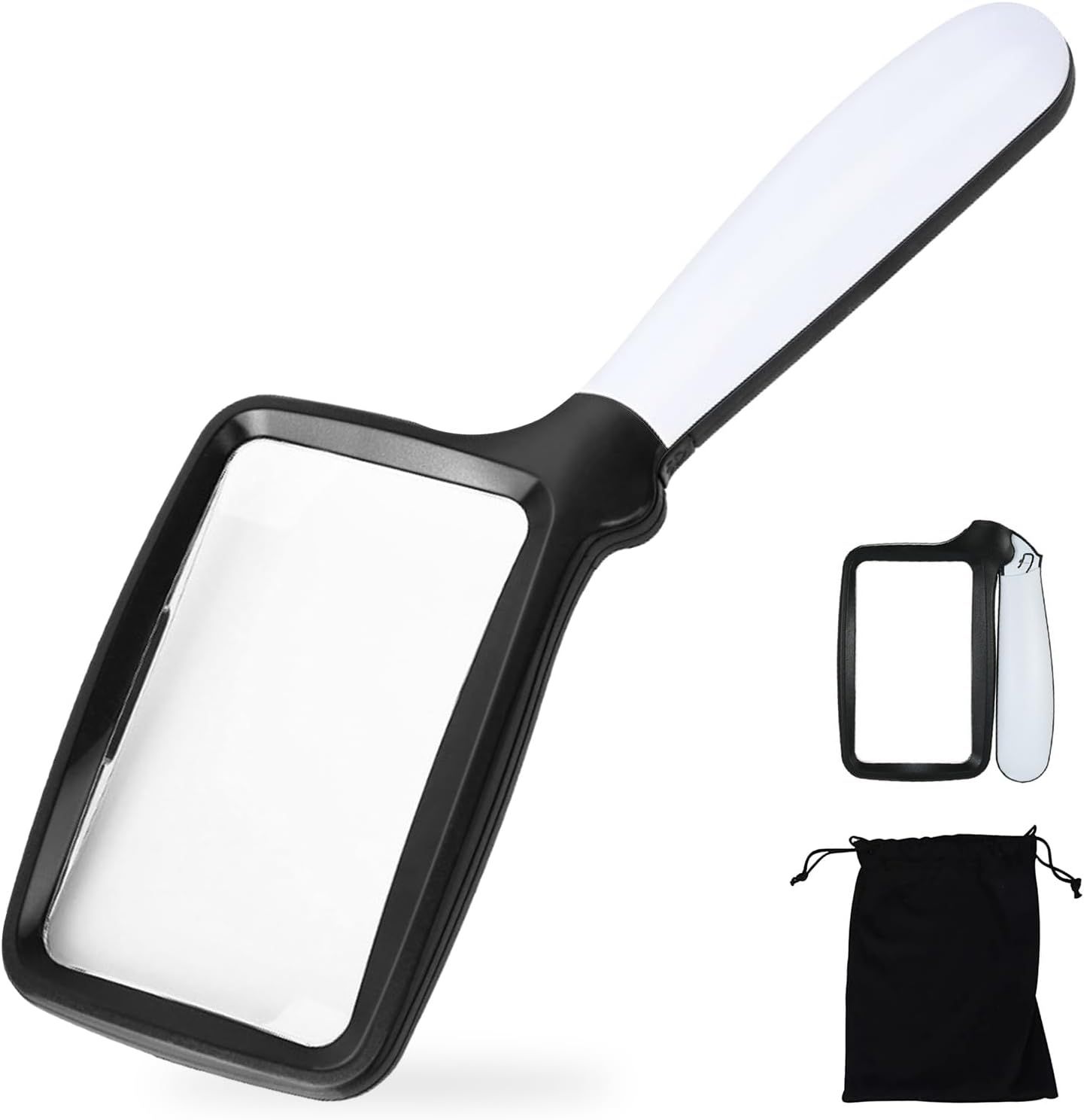 olding Handheld Magniying Glass with Light, 3X Large Rectangle Reading Magniier with Dimmable LED or Macular Degeneration Seniors Reading Inspection Coins Jewelry - Image 1