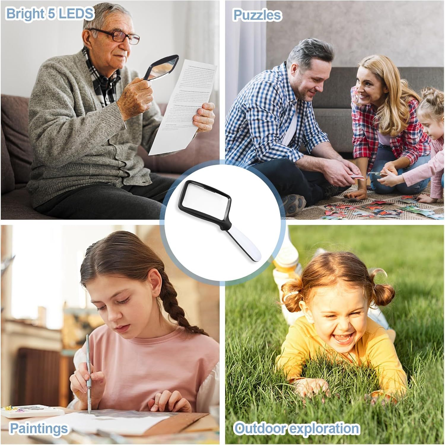 olding Handheld Magniying Glass with Light, 3X Large Rectangle Reading Magniier with Dimmable LED or Macular Degeneration Seniors Reading Inspection Coins Jewelry - Image 6