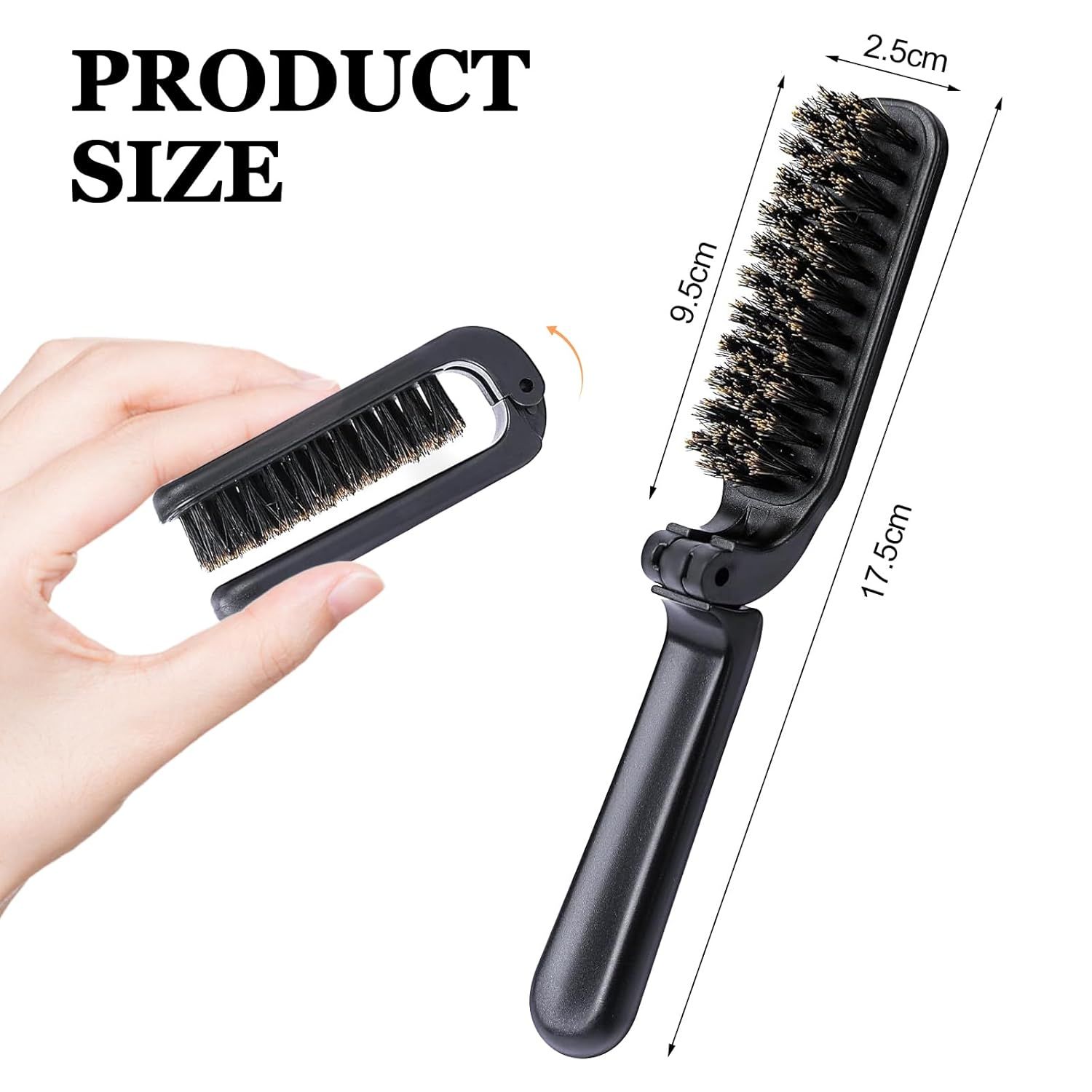 2Pcs Travel Hair Brush, Mini olding Hair Brush Collapsable Boar Bristles Hair Comb Pocket Beard Brush Portable Hair Styling Tool or Women and Men - Image 2