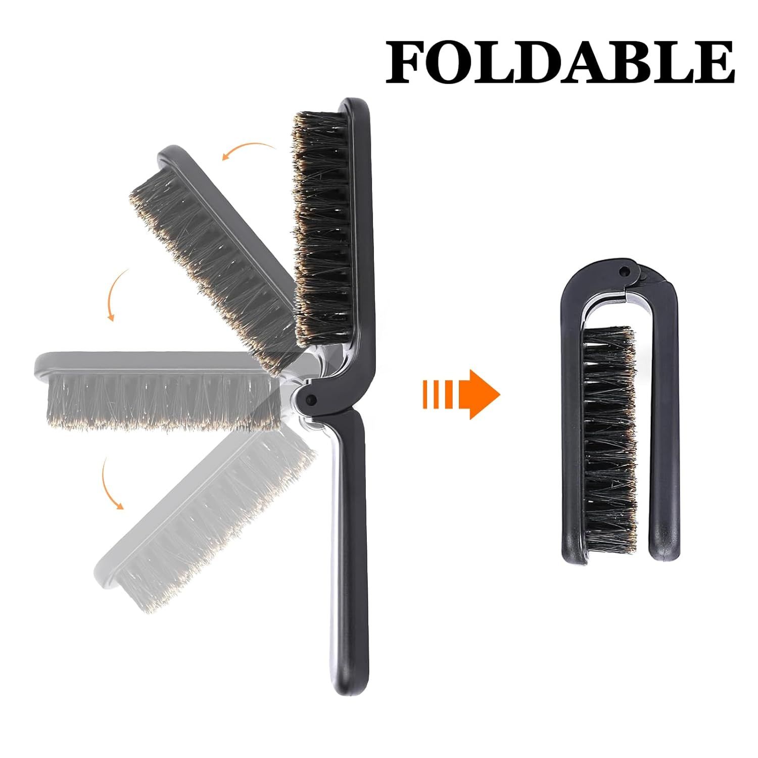 2Pcs Travel Hair Brush, Mini olding Hair Brush Collapsable Boar Bristles Hair Comb Pocket Beard Brush Portable Hair Styling Tool or Women and Men - Image 3