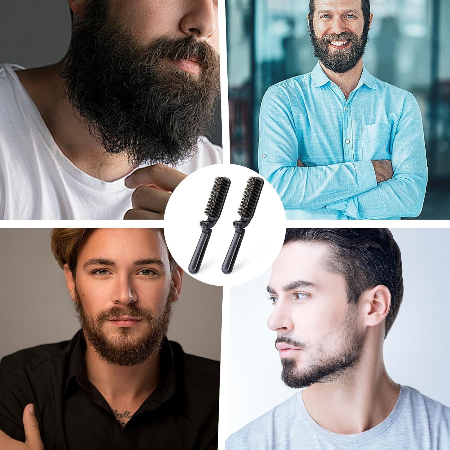 2Pcs Travel Hair Brush, Mini olding Hair Brush Collapsable Boar Bristles Hair Comb Pocket Beard Brush Portable Hair Styling Tool or Women and Men - Image 7