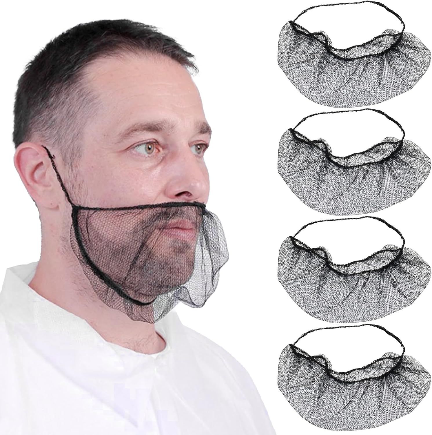 100 pcs Elastic Black Comortable Protective Beard Covers 18