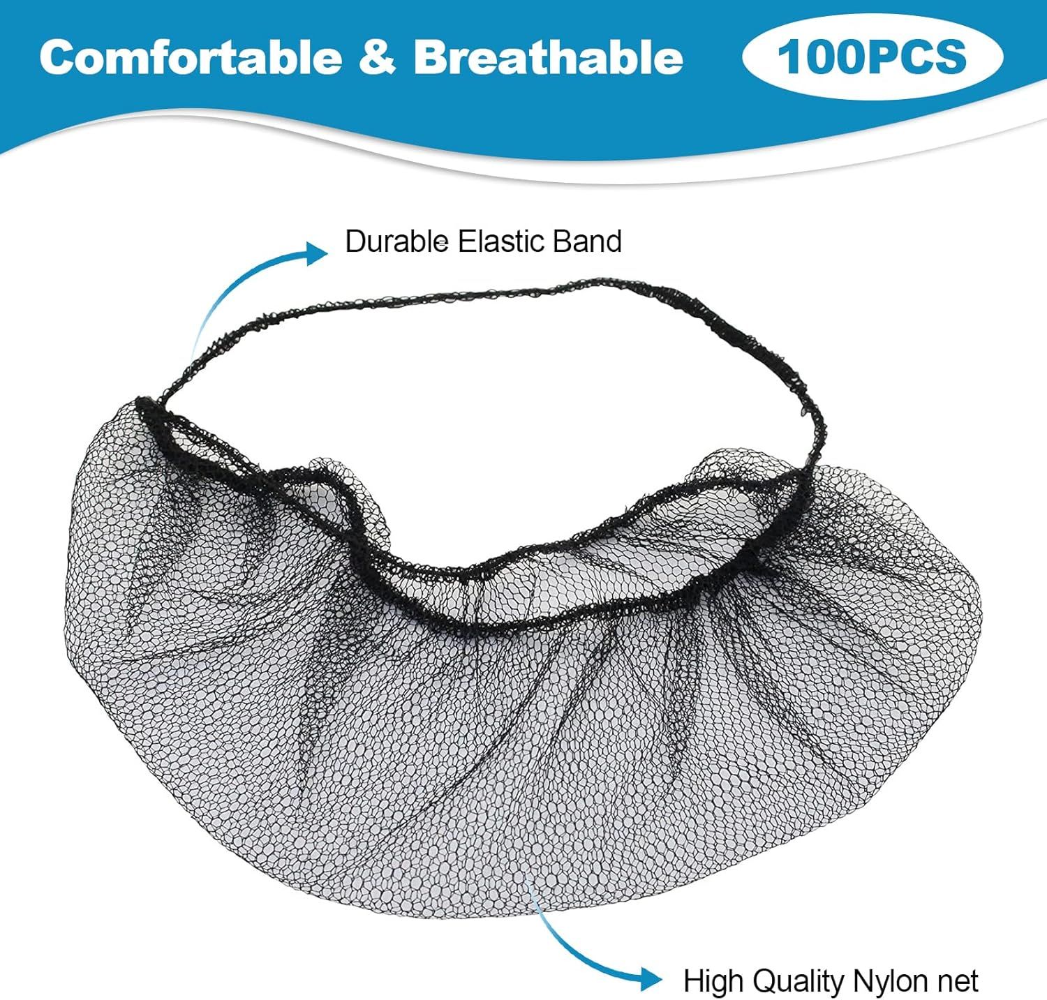100 pcs Elastic Black Comortable Protective Beard Covers 18