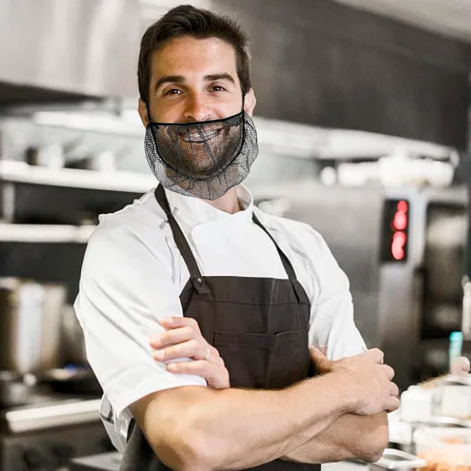 100 pcs Elastic Black Comortable Protective Beard Covers 18