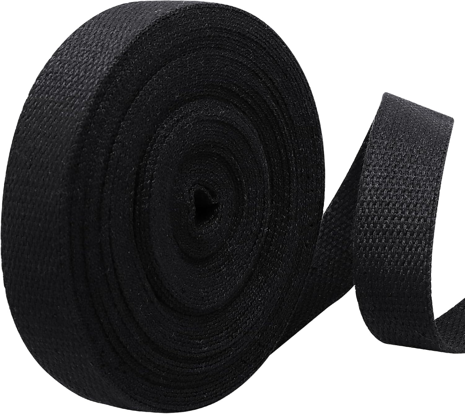 Biaungdo 1 Inch 12 Yards Cotton Webbing Straps, Black Polyester Weave Webbing for Bags Handles, Tote Bag, Purse Straps, Cloth Belt, Sewing DIY Crafts Bags Making - Image 1