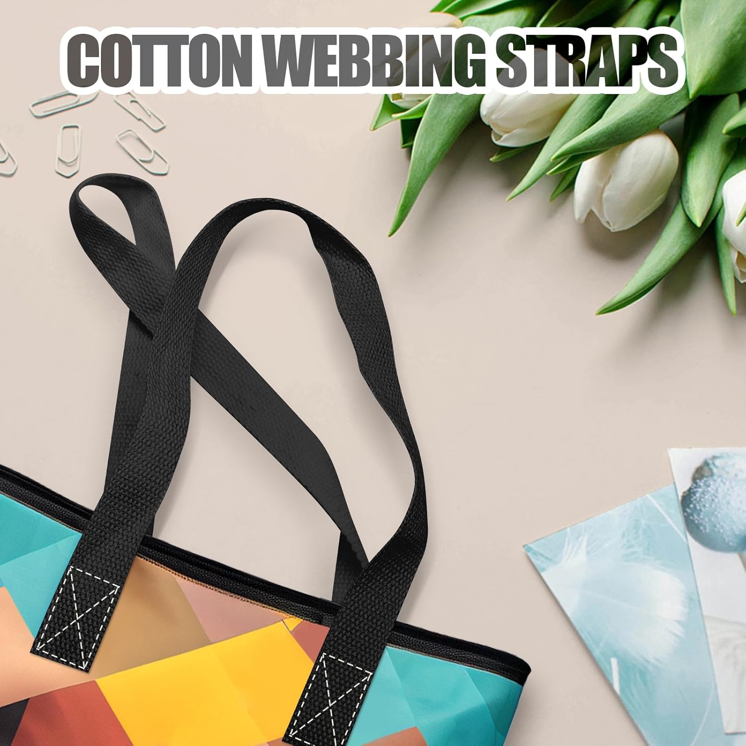Biaungdo 1 Inch 12 Yards Cotton Webbing Straps, Black Polyester Weave Webbing for Bags Handles, Tote Bag, Purse Straps, Cloth Belt, Sewing DIY Crafts Bags Making - Image 6