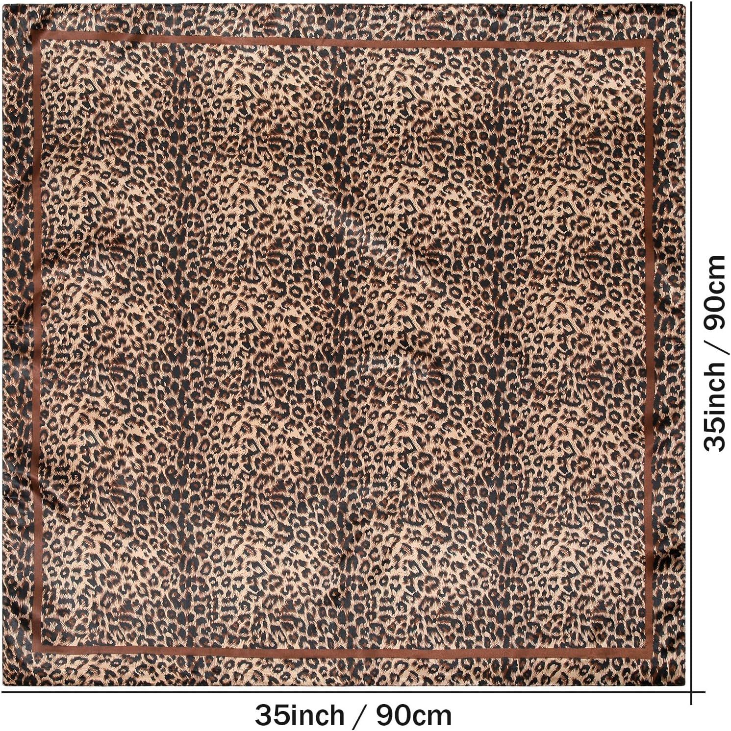 35” Large Satin Square Head Scar - 2Pcs Silk Like loral Head Scarves Square Satin Hair Scar Bandanas or Women - Image 3