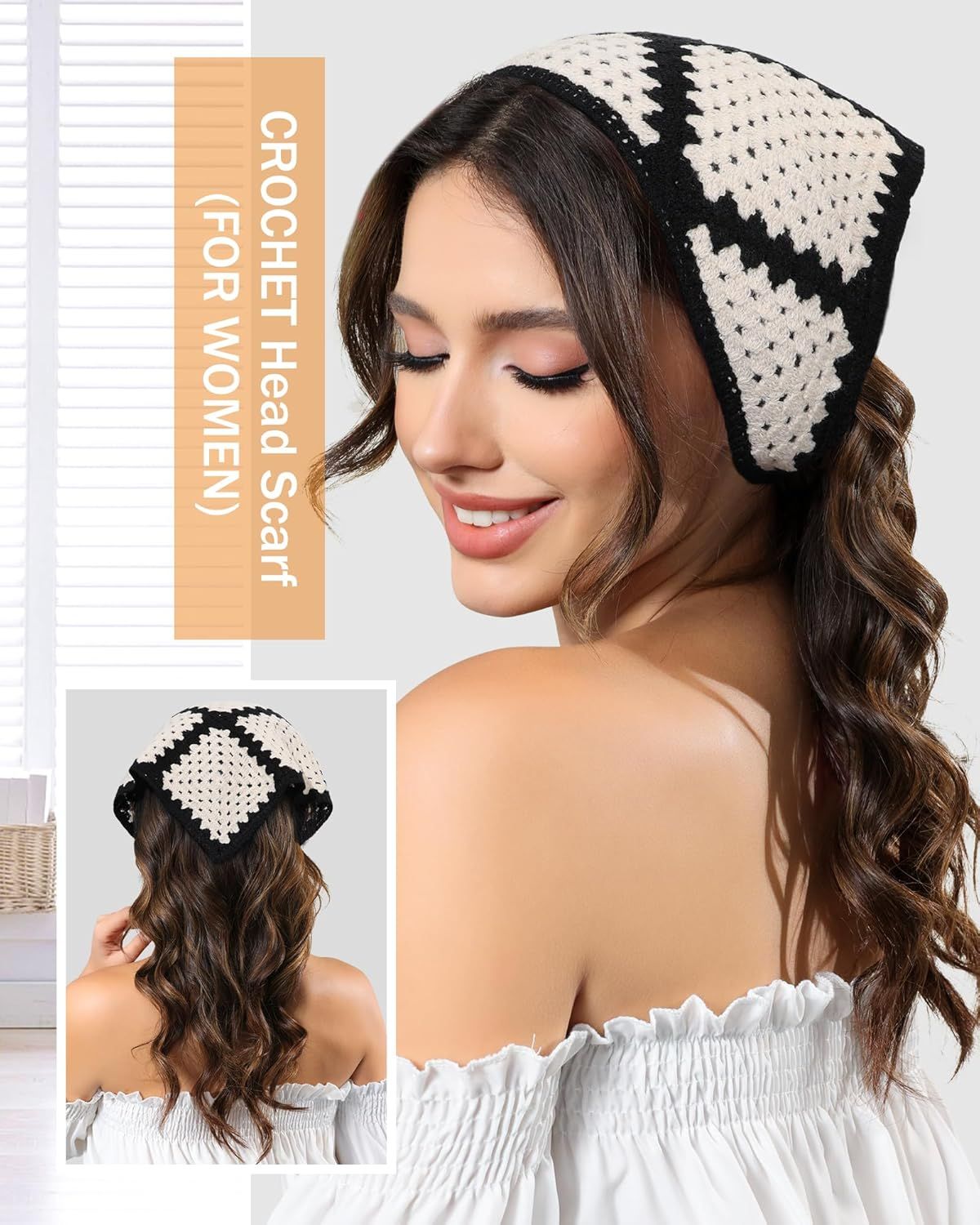 Crochet Head Scar Hair Bandanas Women Knit Bandana Headband Scar Tie-Back Head Coverings loral Headscar or Girls - Image 2