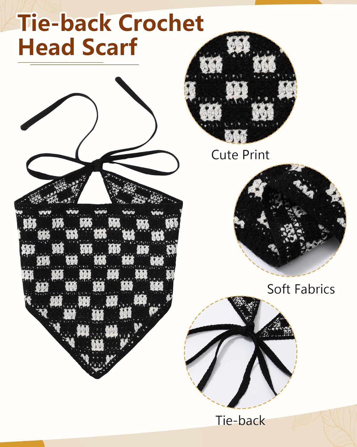 Crochet Head Scar Hair Bandanas Women Knit Bandana Headband Scar Tie-Back Head Coverings loral Headscar or Girls - Image 6