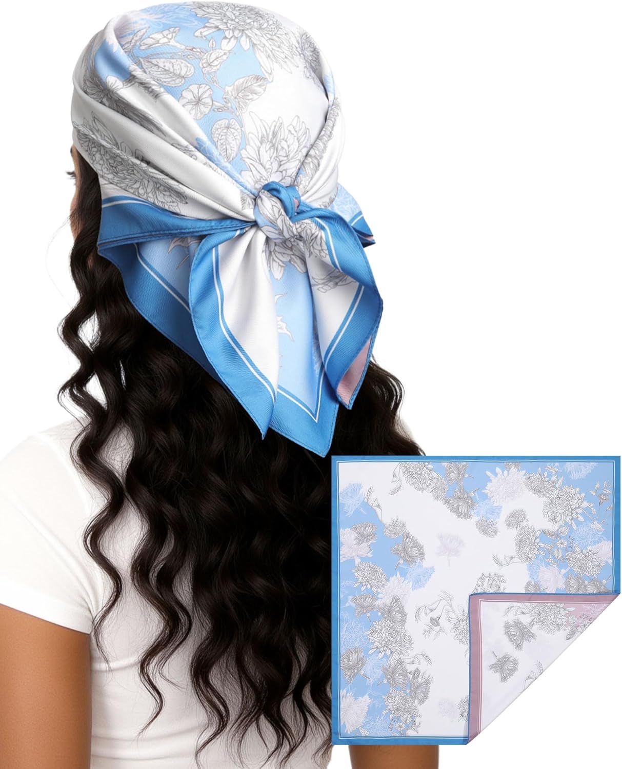 27.5” Head Scar or Women - Reversible Like Silk Scar Satin Hair Bandanas Women Headscar Head Wrap Sleep Scar Neck - Image 1