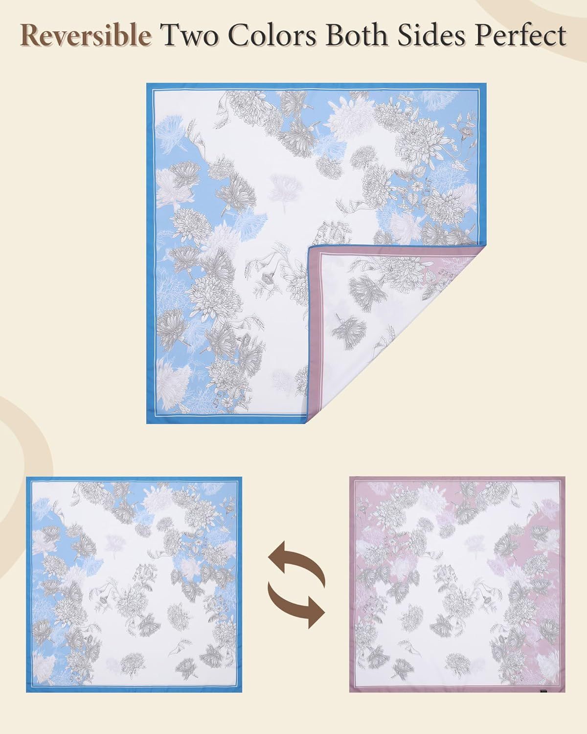 27.5” Head Scar or Women - Reversible Like Silk Scar Satin Hair Bandanas Women Headscar Head Wrap Sleep Scar Neck - Image 3