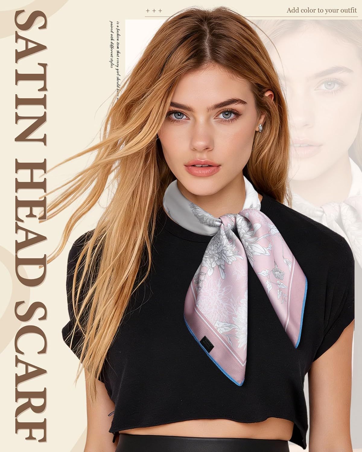 27.5” Head Scar or Women - Reversible Like Silk Scar Satin Hair Bandanas Women Headscar Head Wrap Sleep Scar Neck - Image 5
