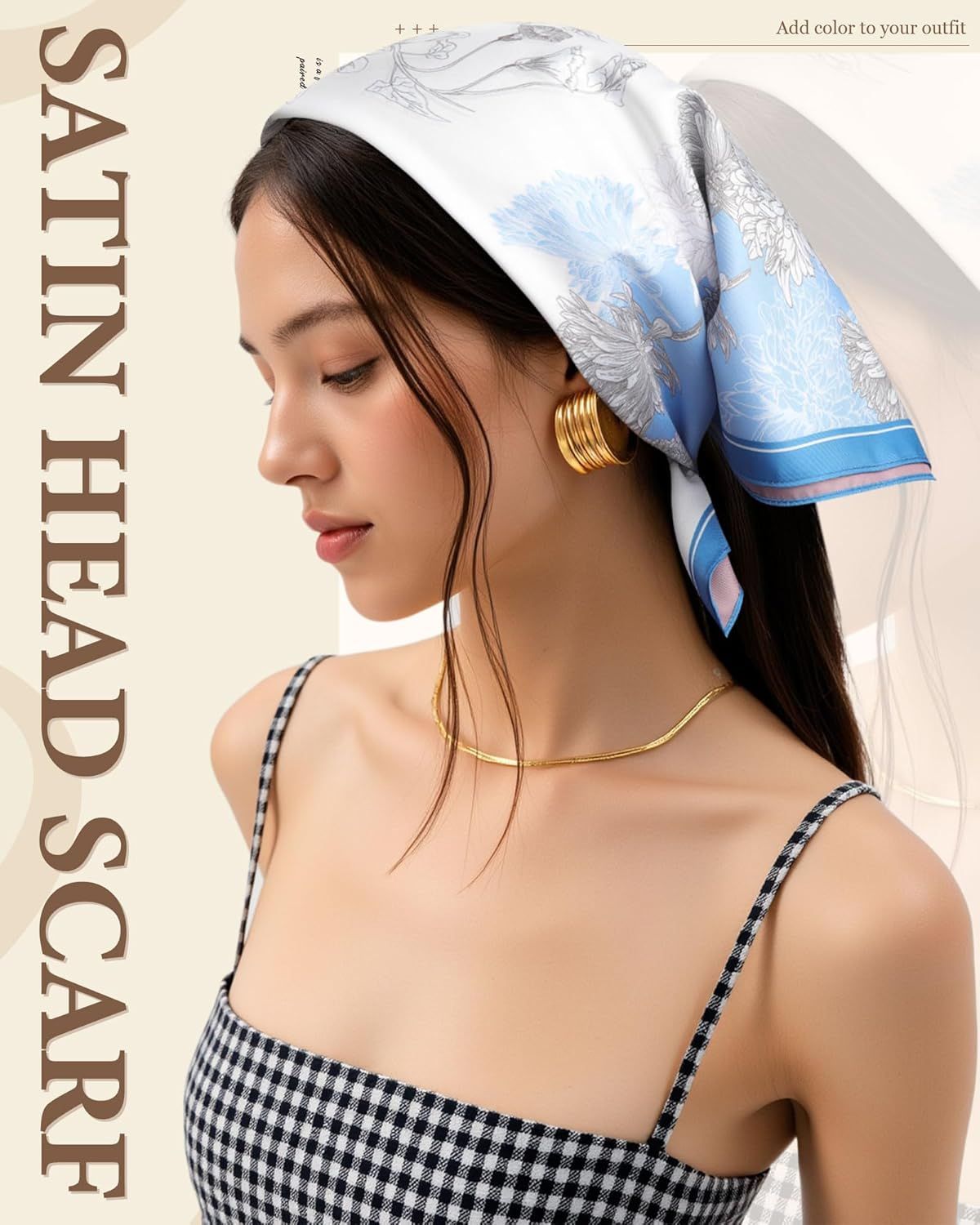 27.5” Head Scar or Women - Reversible Like Silk Scar Satin Hair Bandanas Women Headscar Head Wrap Sleep Scar Neck - Image 6
