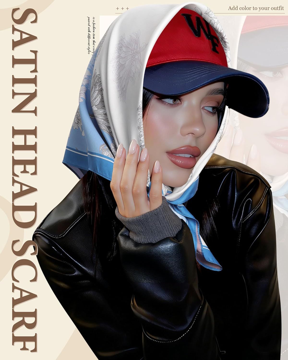 27.5” Head Scar or Women - Reversible Like Silk Scar Satin Hair Bandanas Women Headscar Head Wrap Sleep Scar Neck - Image 7