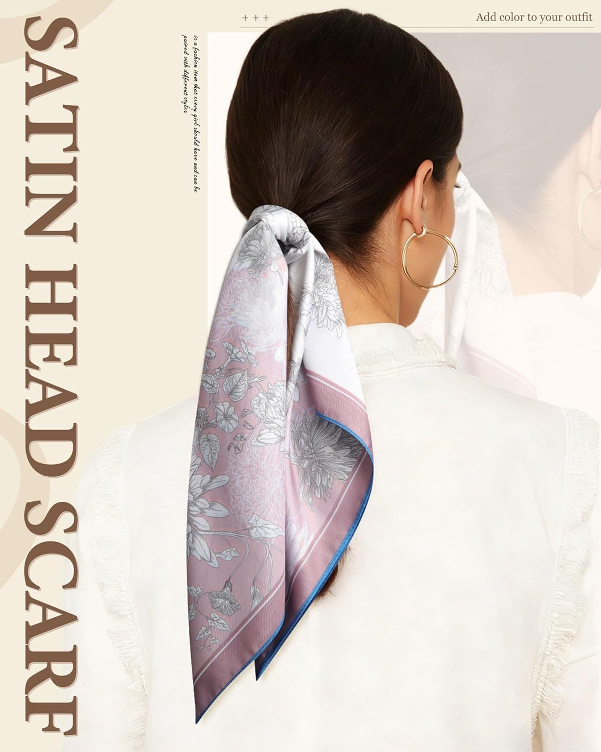 27.5” Head Scar or Women - Reversible Like Silk Scar Satin Hair Bandanas Women Headscar Head Wrap Sleep Scar Neck - Image 8