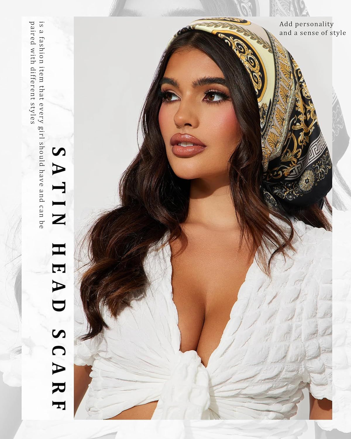 27.5” Satin Head Scar or Women Like Silk Scar Hair Bandanas Women 2Pcs Satin Neck Scar Headscar Hair Wrap - Image 5