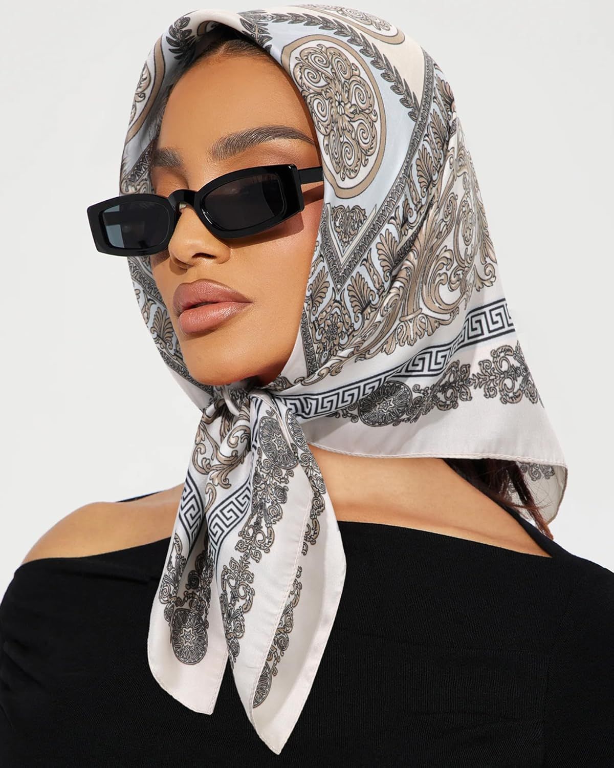 27.5” Satin Head Scar or Women Like Silk Scar Hair Bandanas Women 2Pcs Satin Neck Scar Headscar Hair Wrap - Image 6