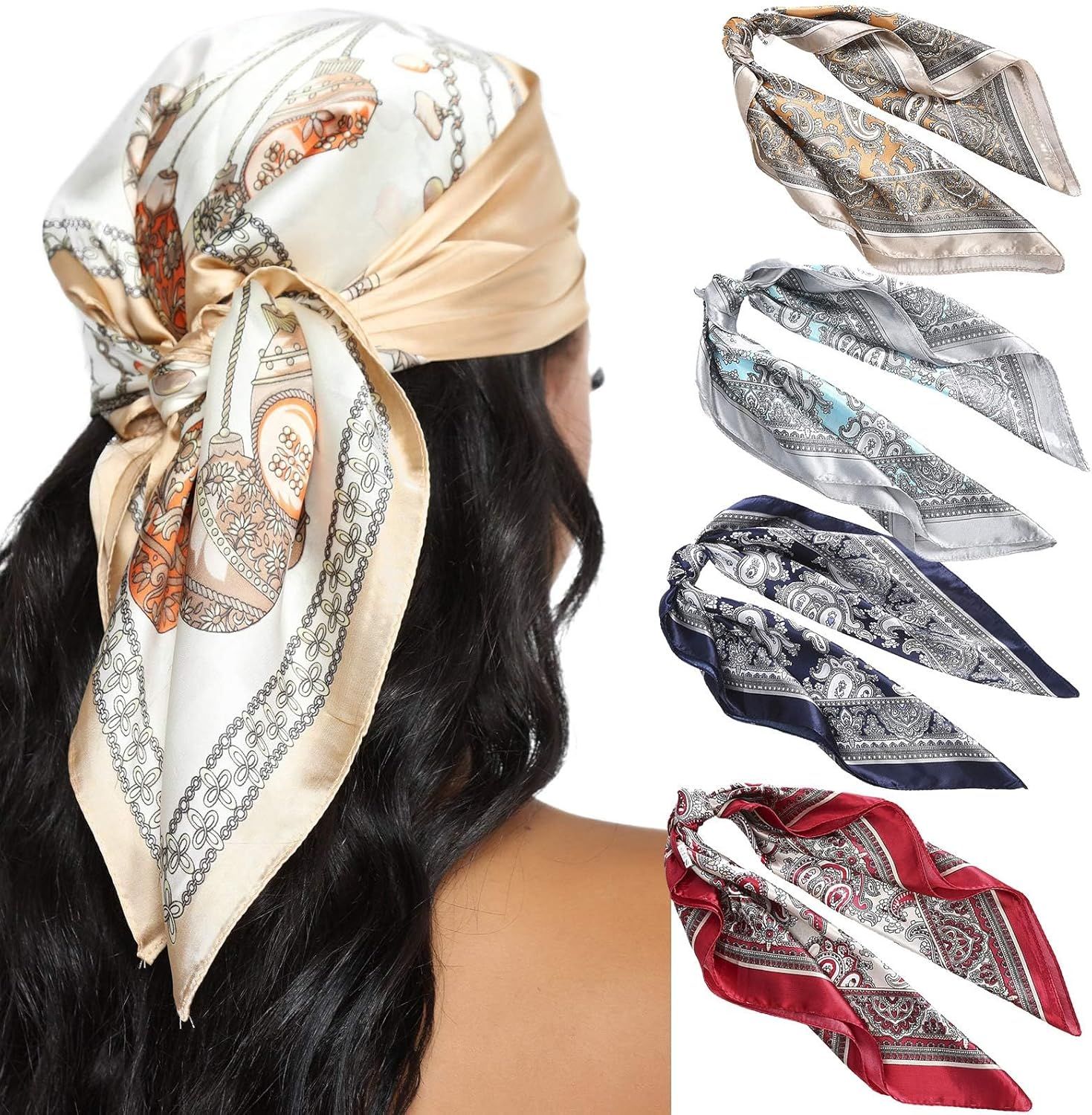 23” Satin Bandanas or Women Head Scar Like Silk Scar or Hair Scar Satin Neck Scar Silk Hair Bandana Headscar - Image 1