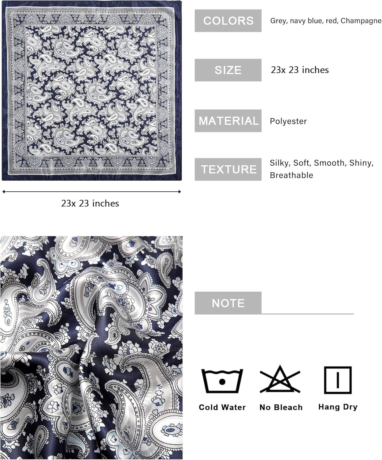 23” Satin Bandanas or Women Head Scar Like Silk Scar or Hair Scar Satin Neck Scar Silk Hair Bandana Headscar - Image 2