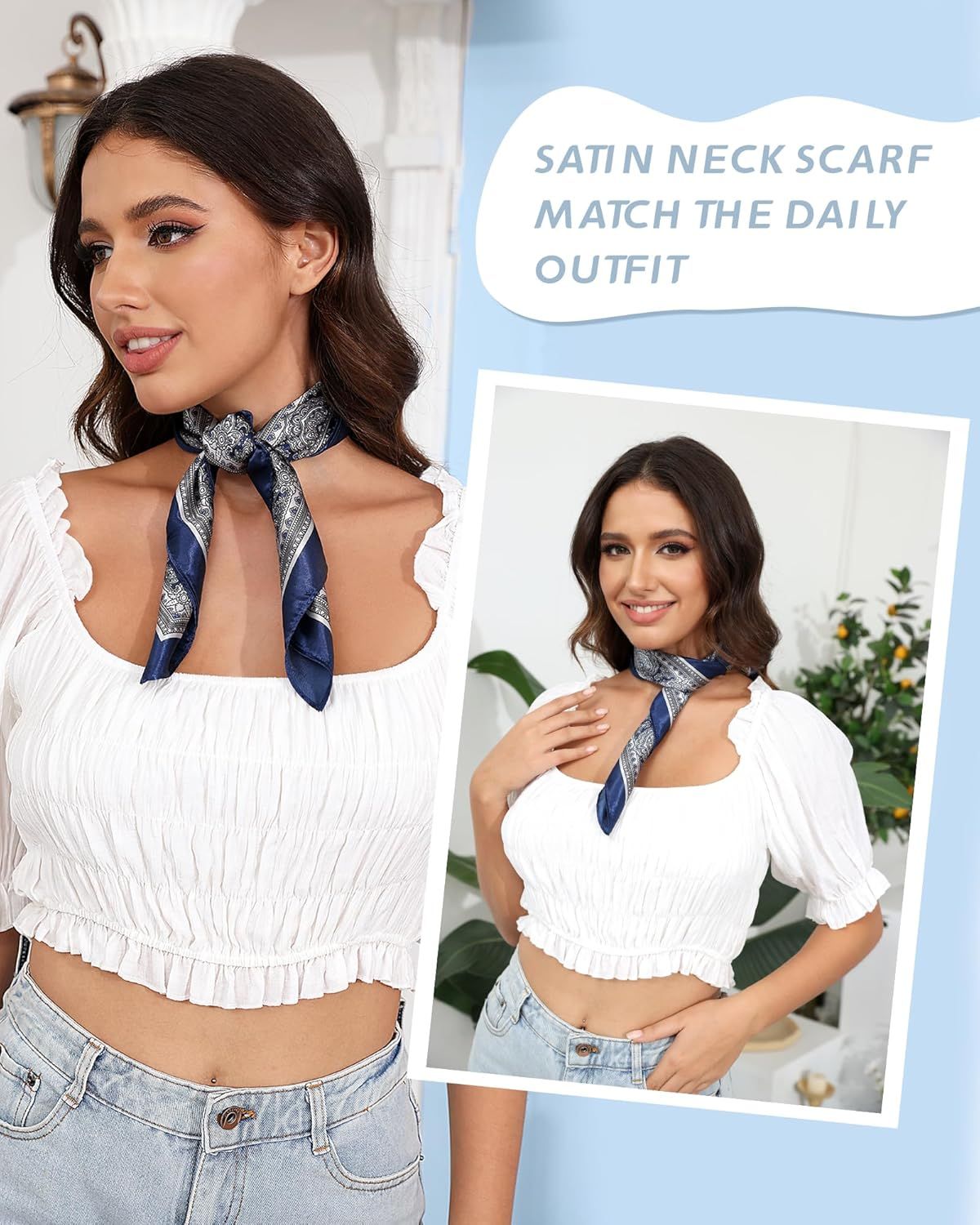 23” Satin Bandanas or Women Head Scar Like Silk Scar or Hair Scar Satin Neck Scar Silk Hair Bandana Headscar - Image 4