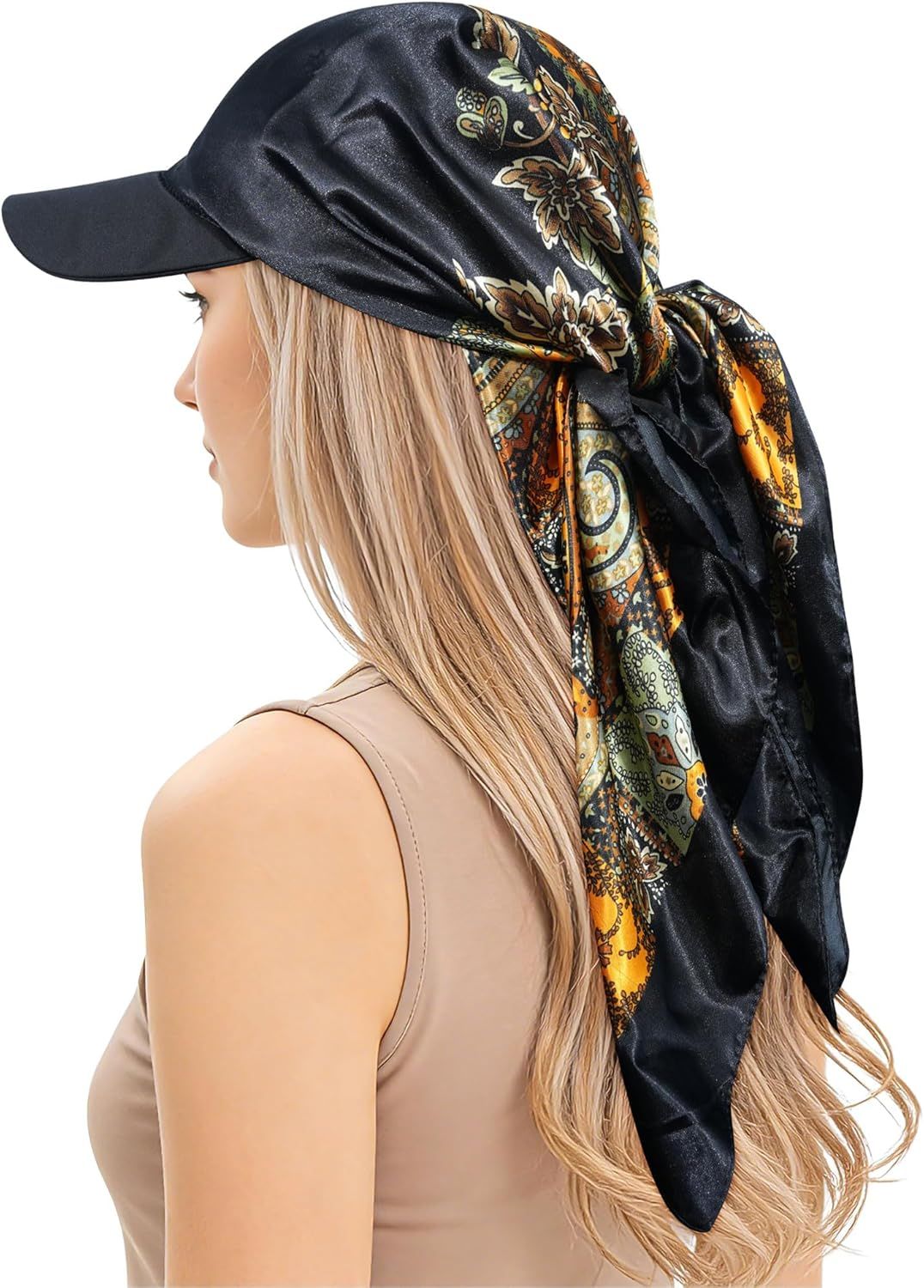 Women's Satin Head Scar with Sun Visor Brim Hat Scar with Visor Cap or Women One Piece Design - Image 1