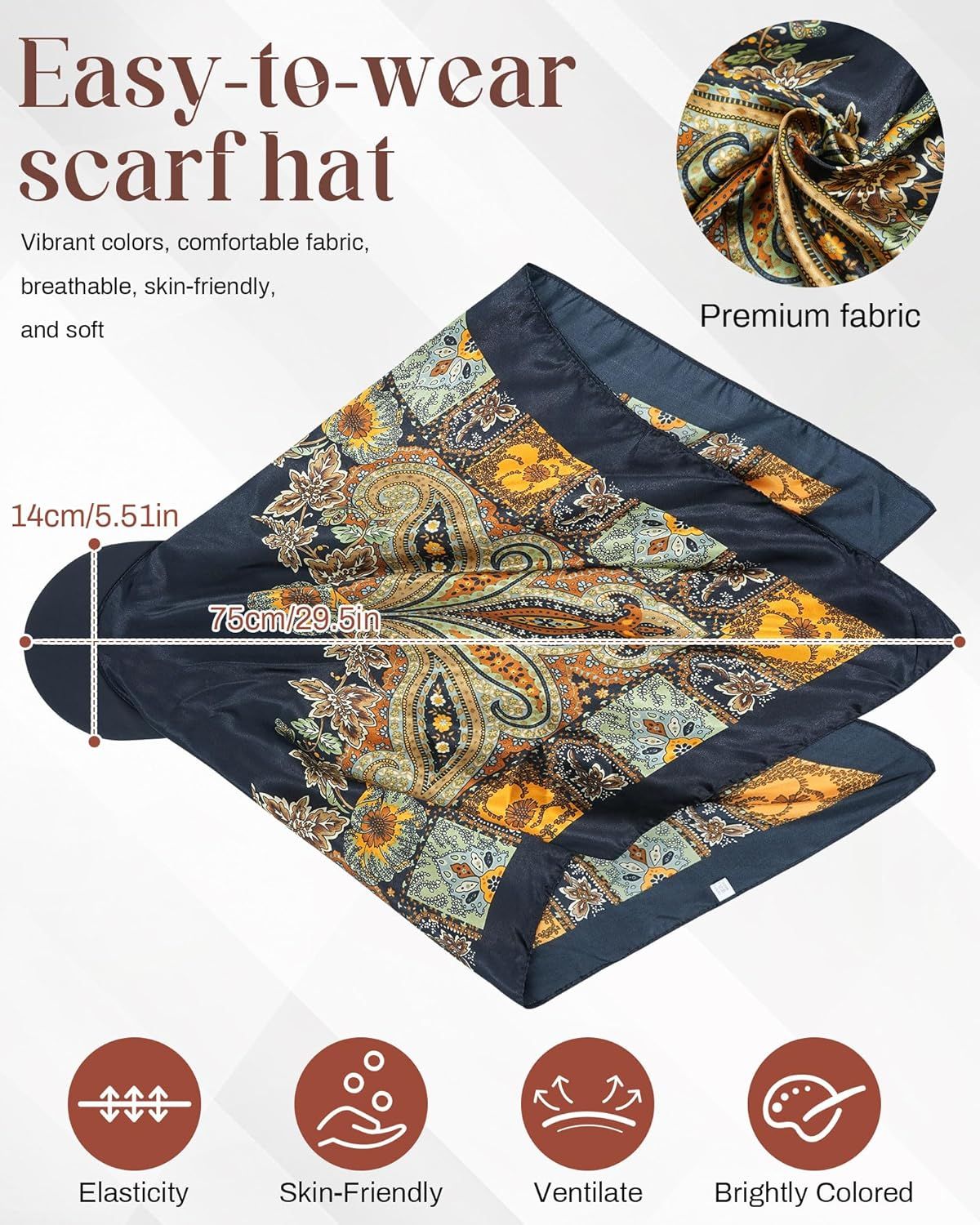 Women's Satin Head Scar with Sun Visor Brim Hat Scar with Visor Cap or Women One Piece Design - Image 2