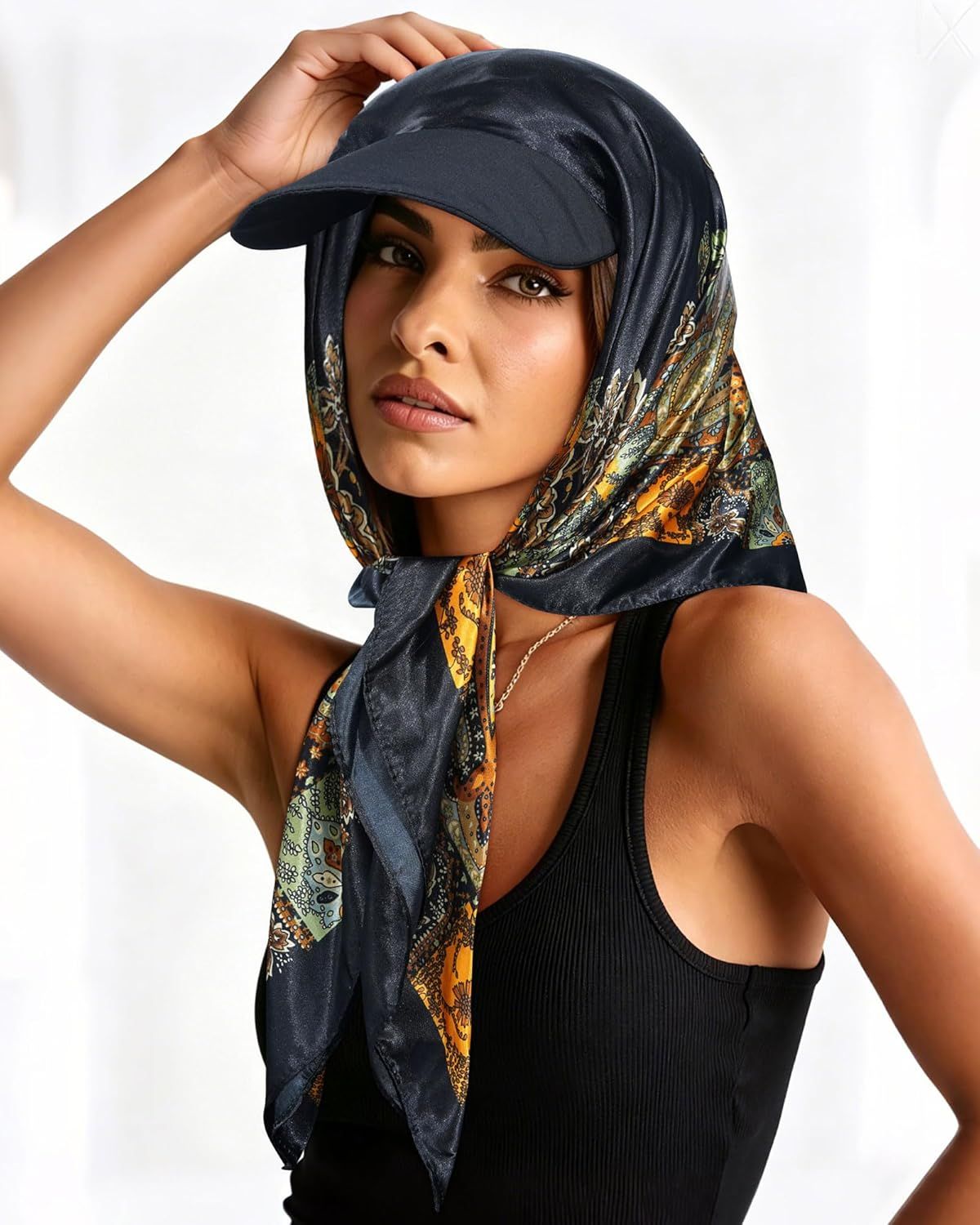 Women's Satin Head Scar with Sun Visor Brim Hat Scar with Visor Cap or Women One Piece Design - Image 6