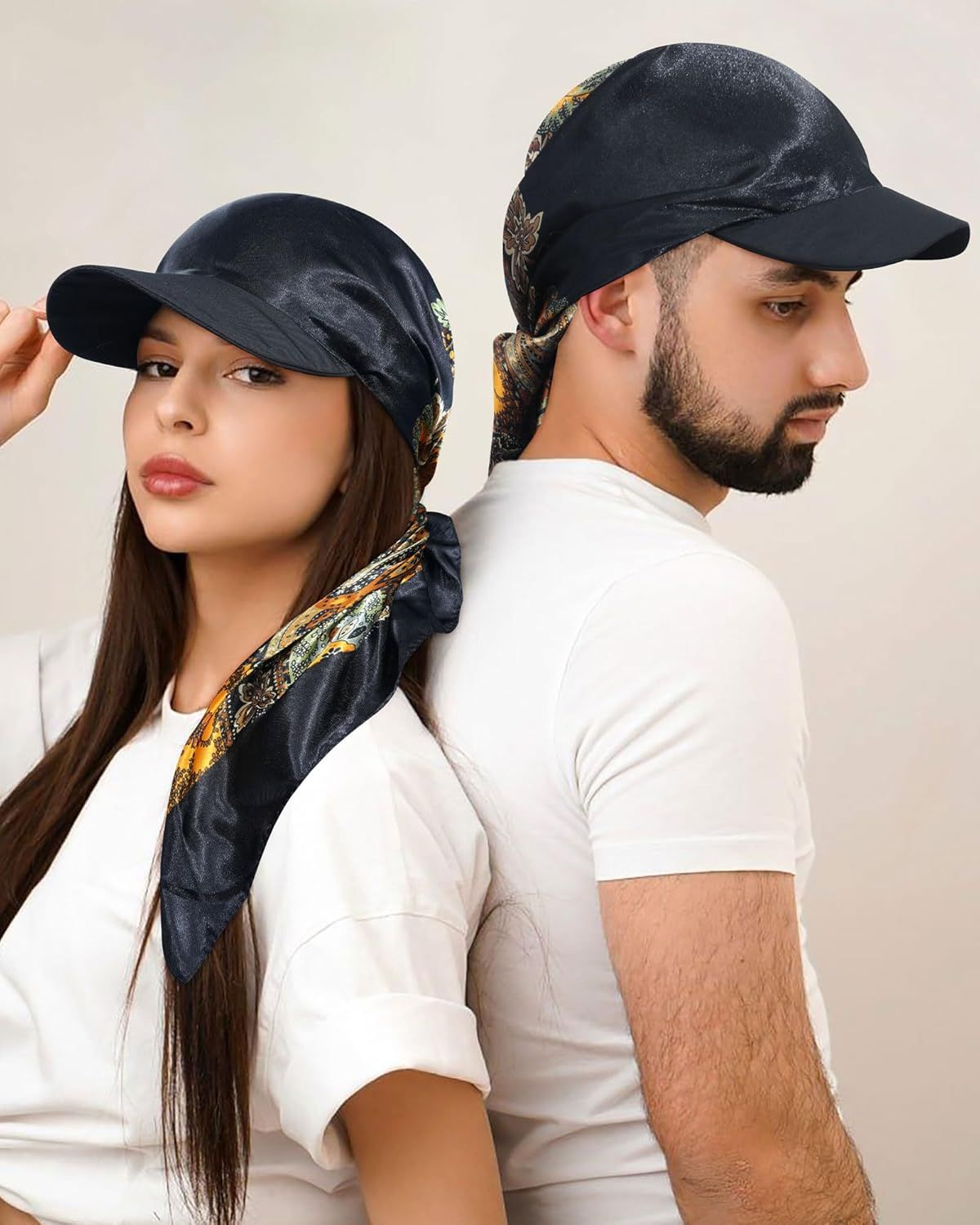 Women's Satin Head Scar with Sun Visor Brim Hat Scar with Visor Cap or Women One Piece Design - Image 7