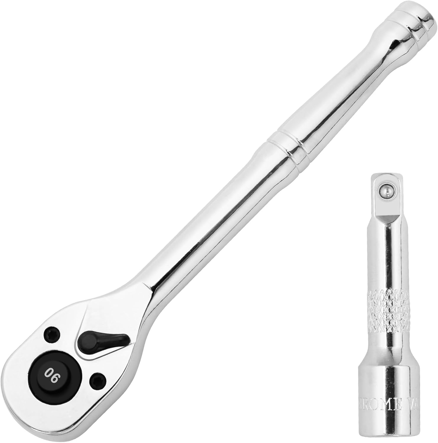 Biaungdo 1/4 Inch Drive Ratchet with 2 Inch Extension Bar, 90-Tooth Reversible Quick-release Ratchet Wrench, Chrome Alloy Socket Wrench Set - Image 7