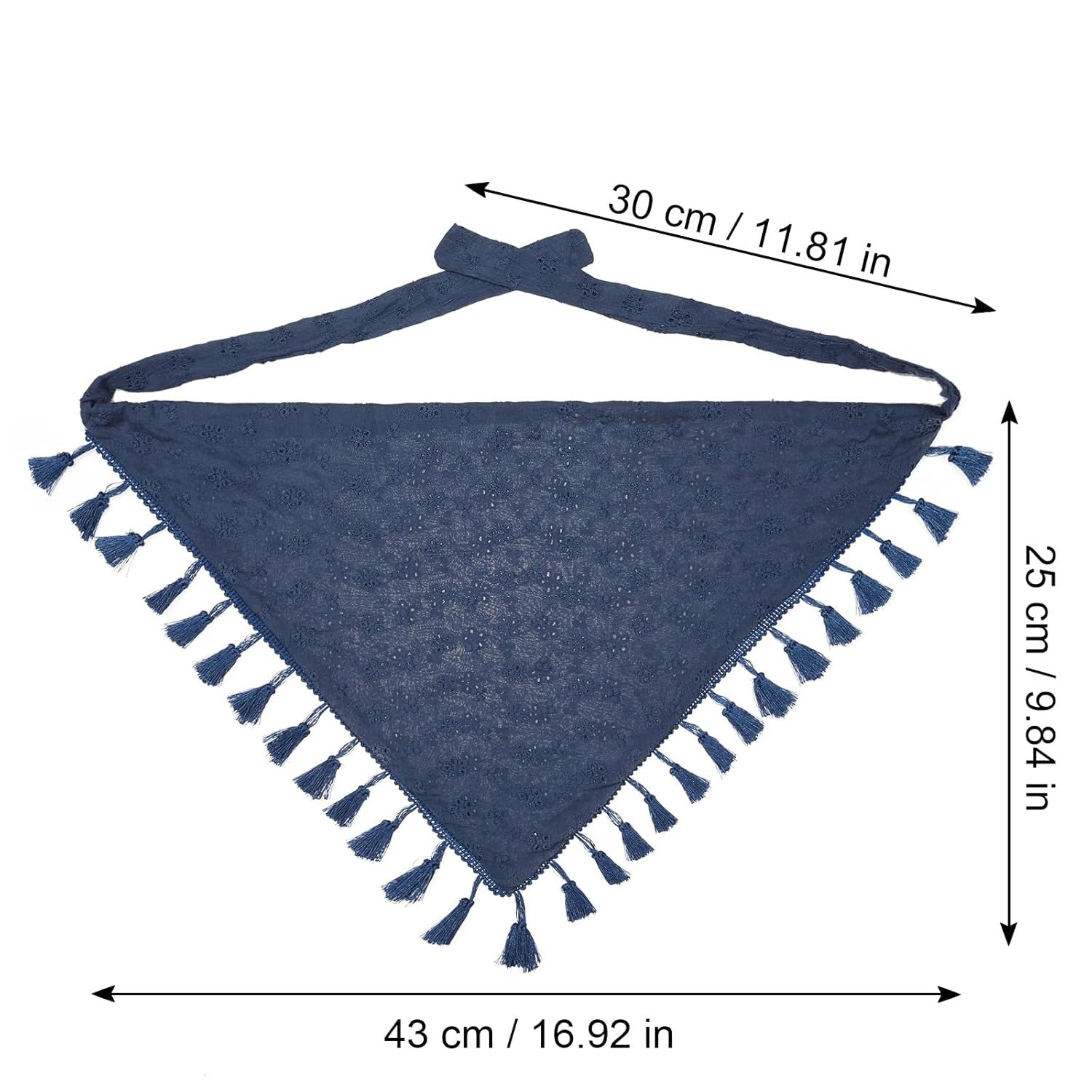 loral Tassels Hair Scar Headband - 2PCS Cotton Hair Bandana Scar With Tassels Tie Back Head Kerchie Headband or Women and Girls (Navy Blue+White) - Image 3