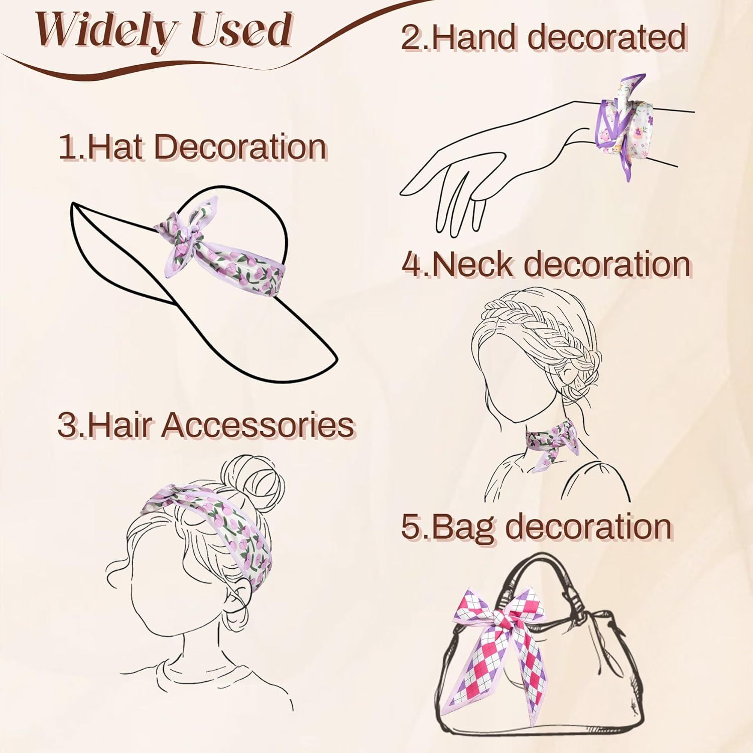 4Pcs Twilly Scar or Handbags 5.9