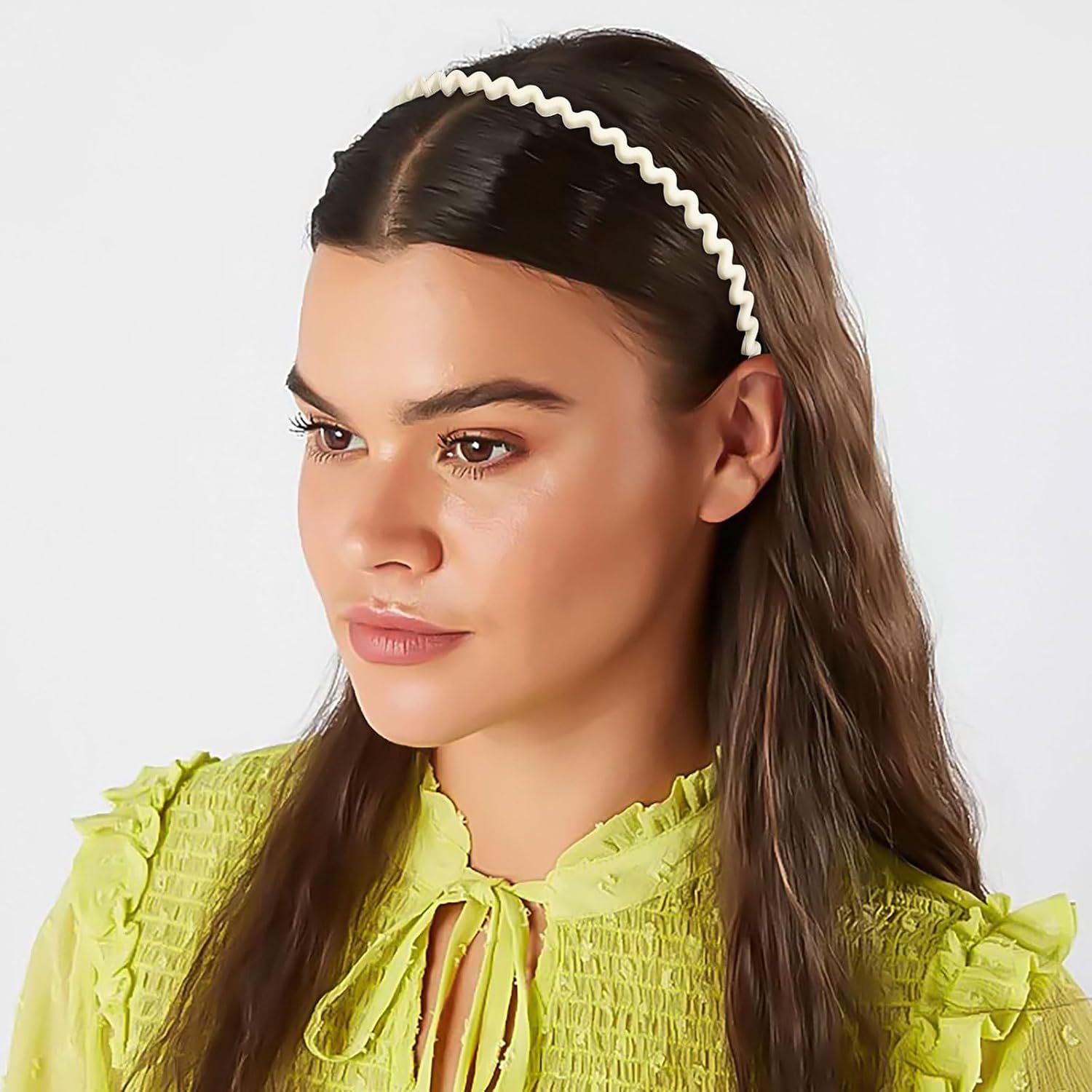 Plastic Matte Zig Zag Headbands or Women, Non Slip with Teeth, 8 Pack (Cream, One size) - Image 4