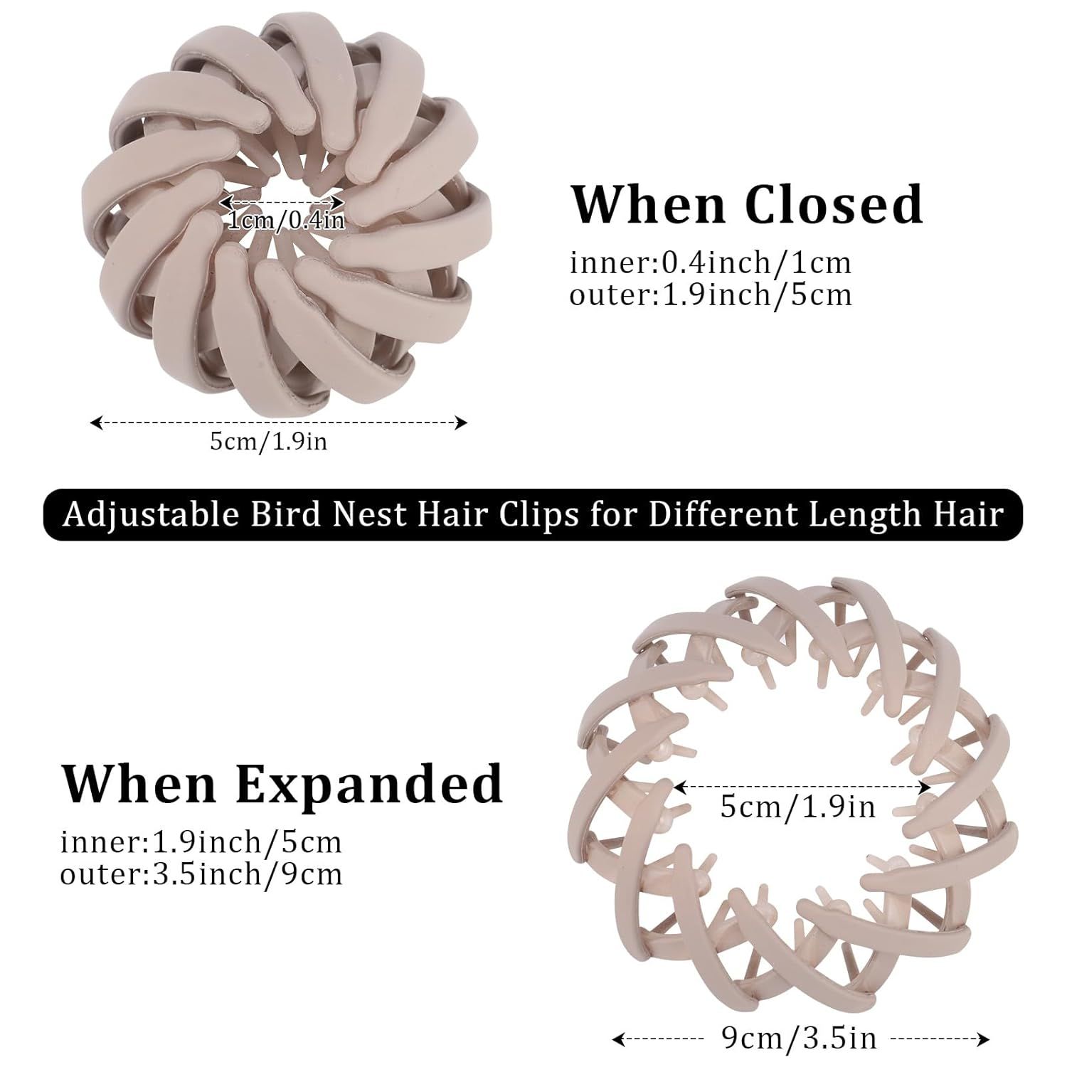 6Pcs Bird Nest Magic Hair Clips Hair Nest or Bun Strong Ponytail Holders Hair Accessories or Women Girls (Neutral, Small) - Image 2