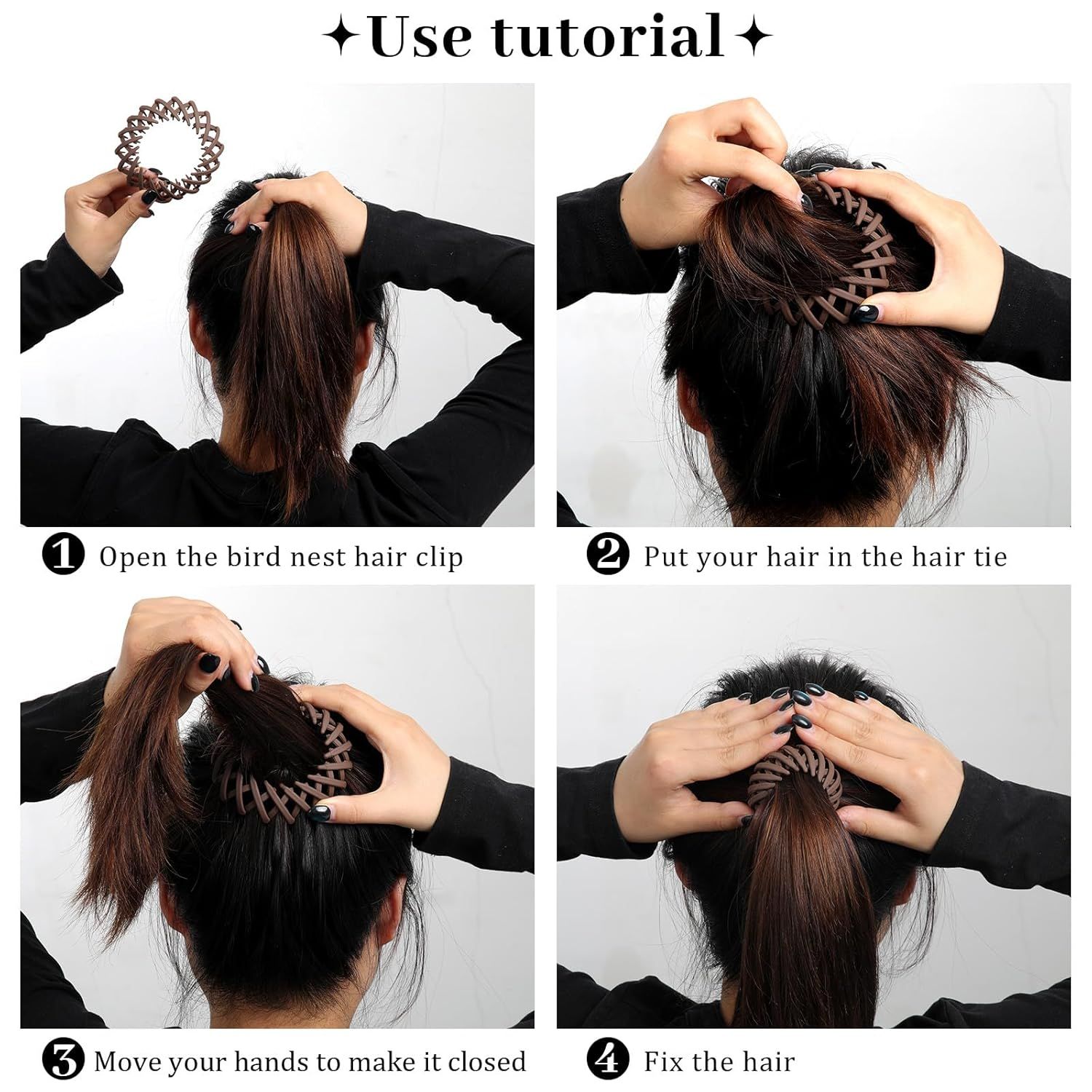 6Pcs Bird Nest Magic Hair Clips Hair Nest or Bun Strong Ponytail Holders Hair Accessories or Women Girls (Neutral, Small) - Image 5